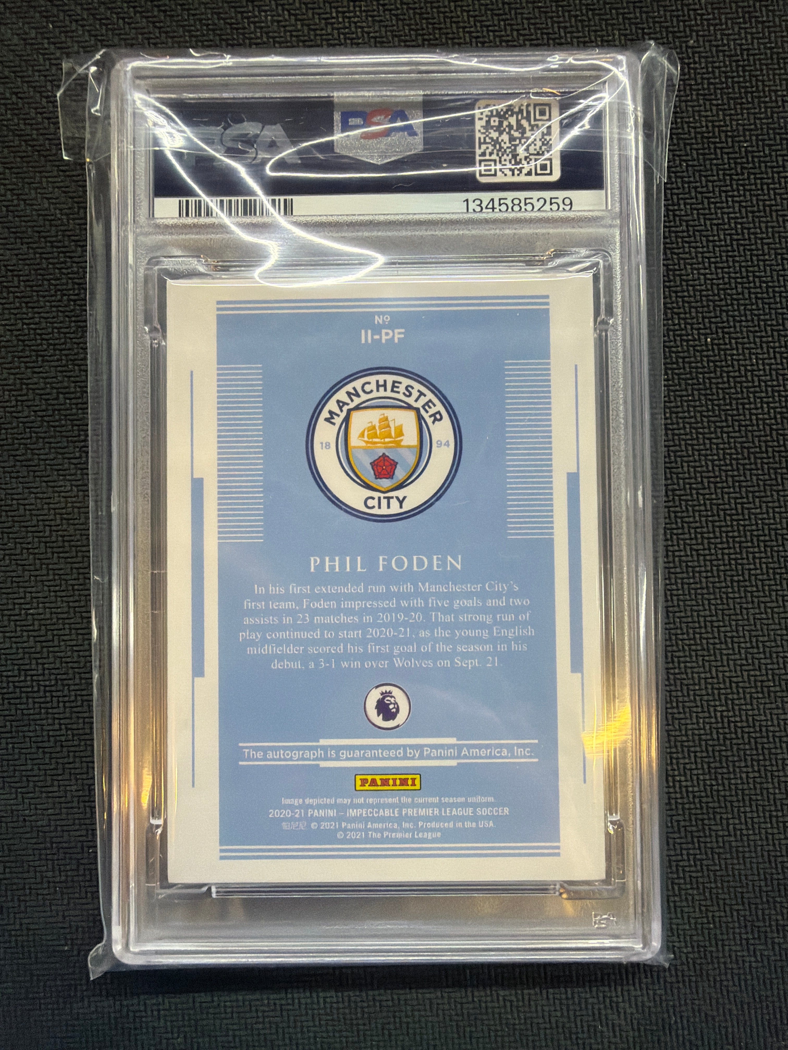 2020-21 Impeccable Phil Foden Impressions Auto Gold /10 PSA 8
