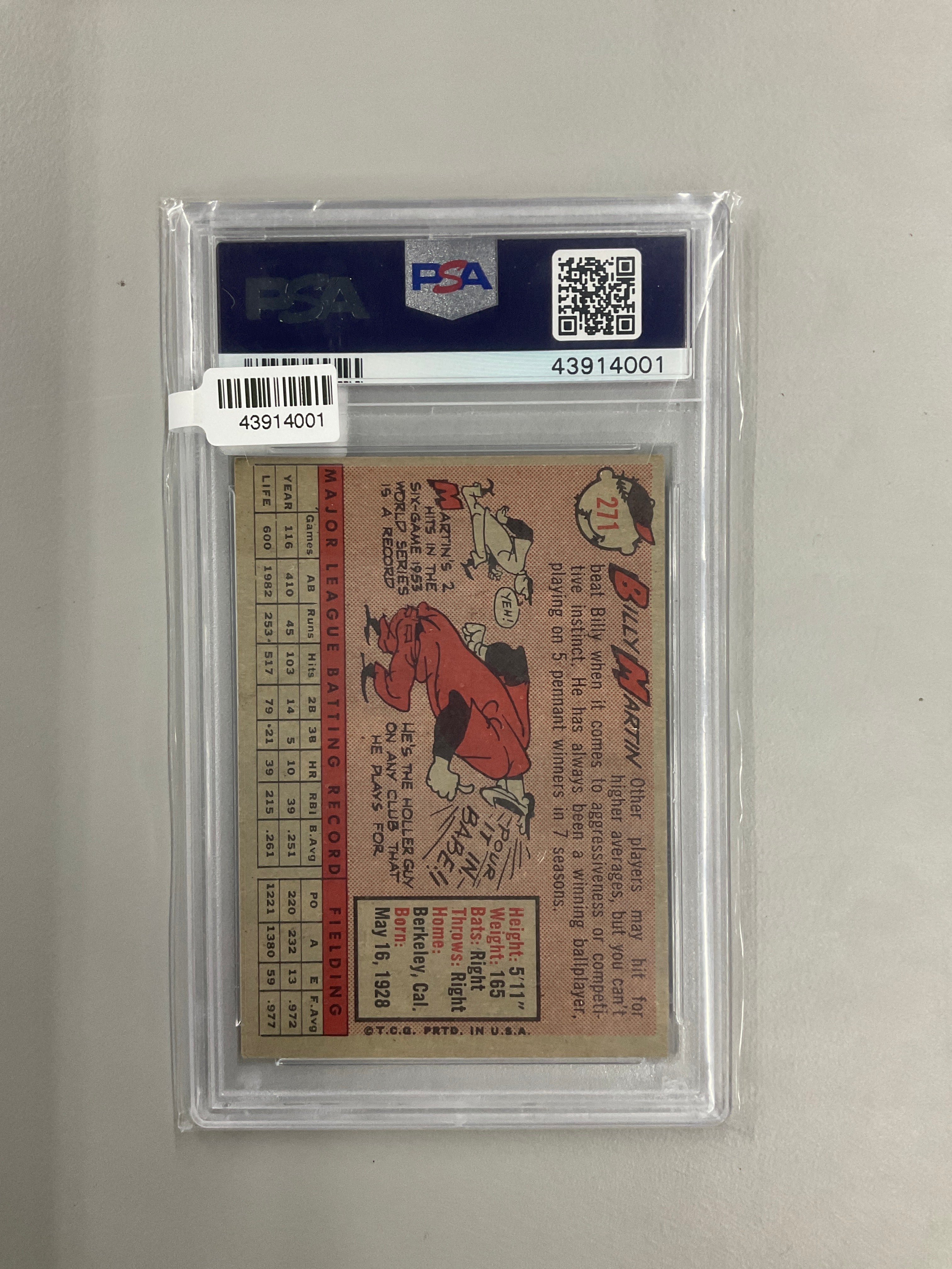1958 Topps Billy Martin #271 PSA 5 Tigers