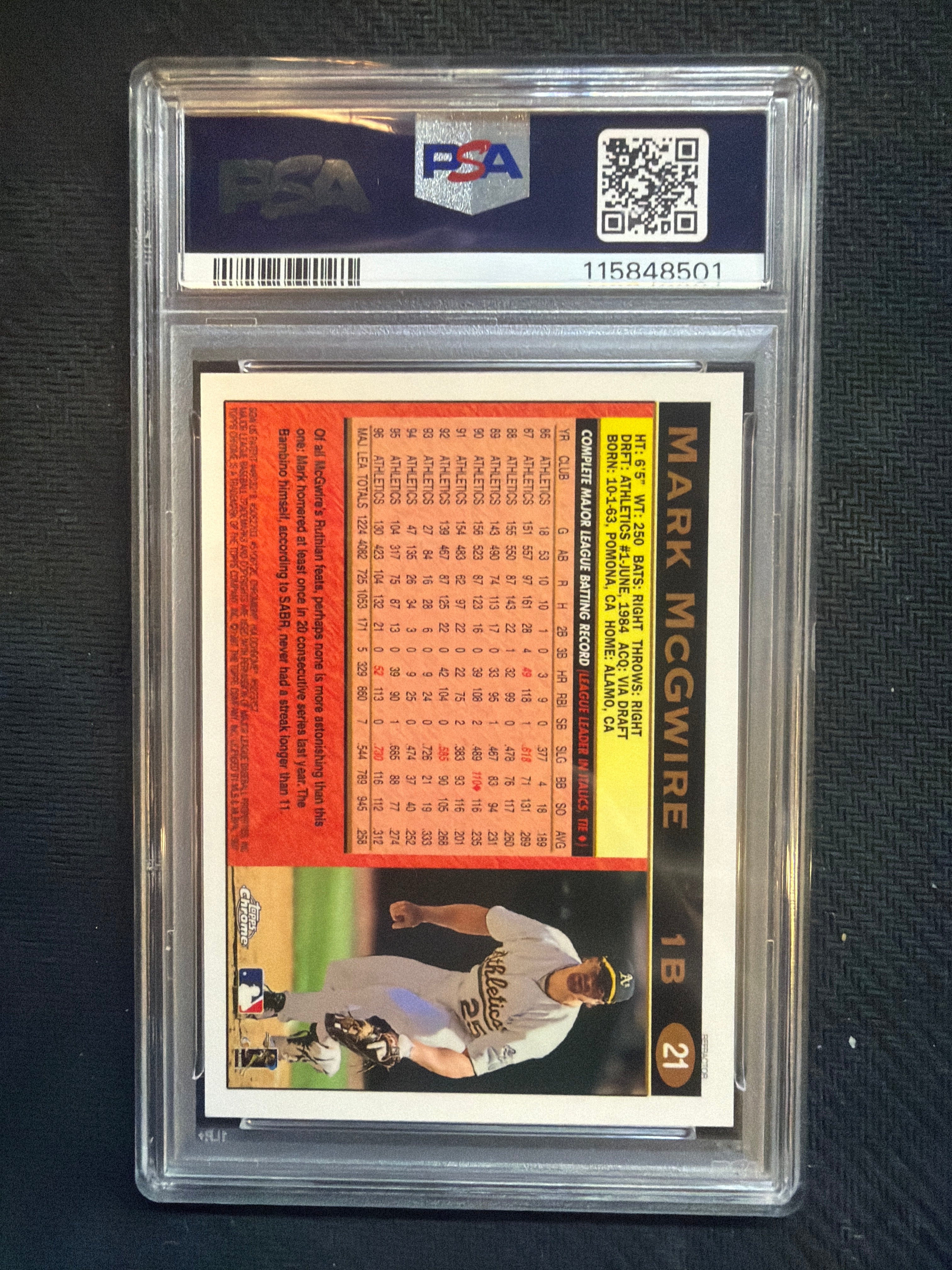 1997 Topps Chrome Mark McGwire Refractor #21 PSA 9 501