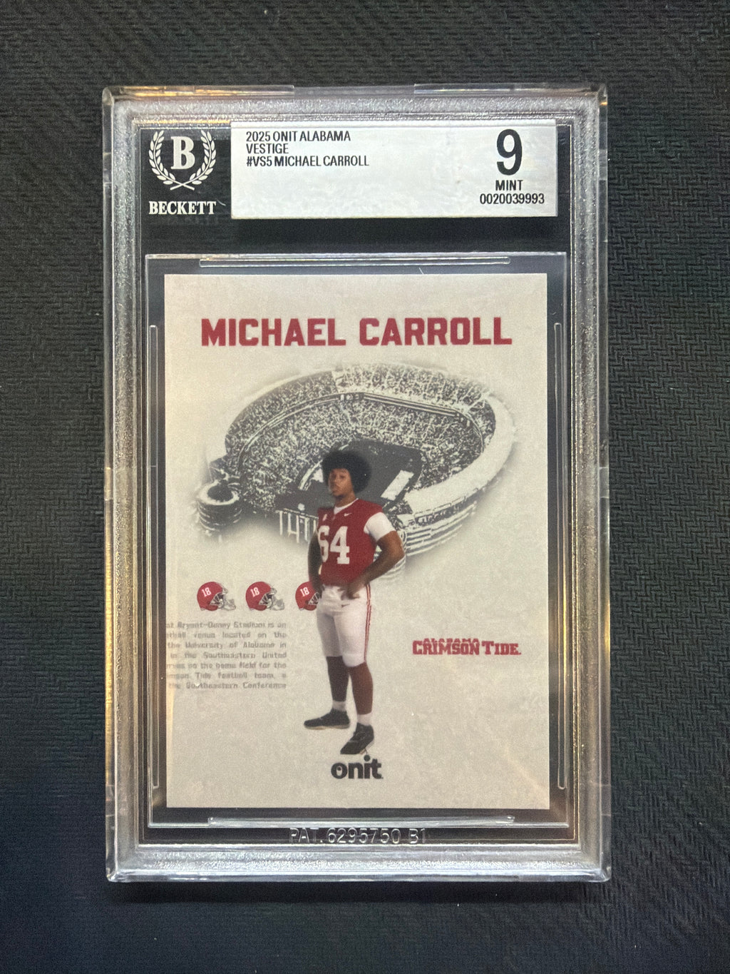2025 Onit Alabama Michael Carroll Vestige BGS 9 Alabama