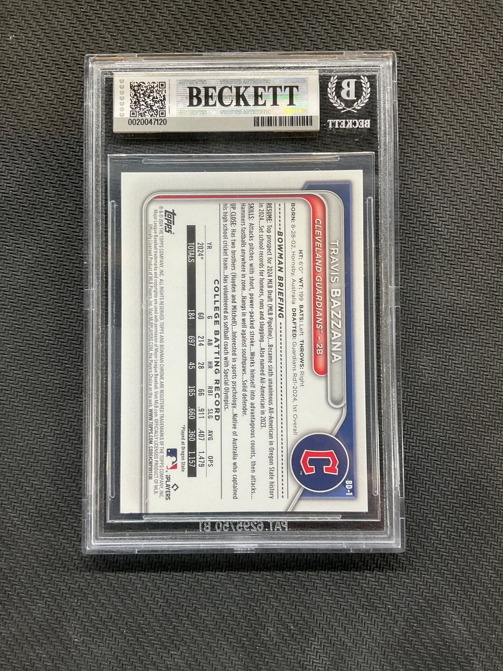 2024 Bowman Draft Paper Travis Bazzana Rookie 1st BGS 9 Gaurdians