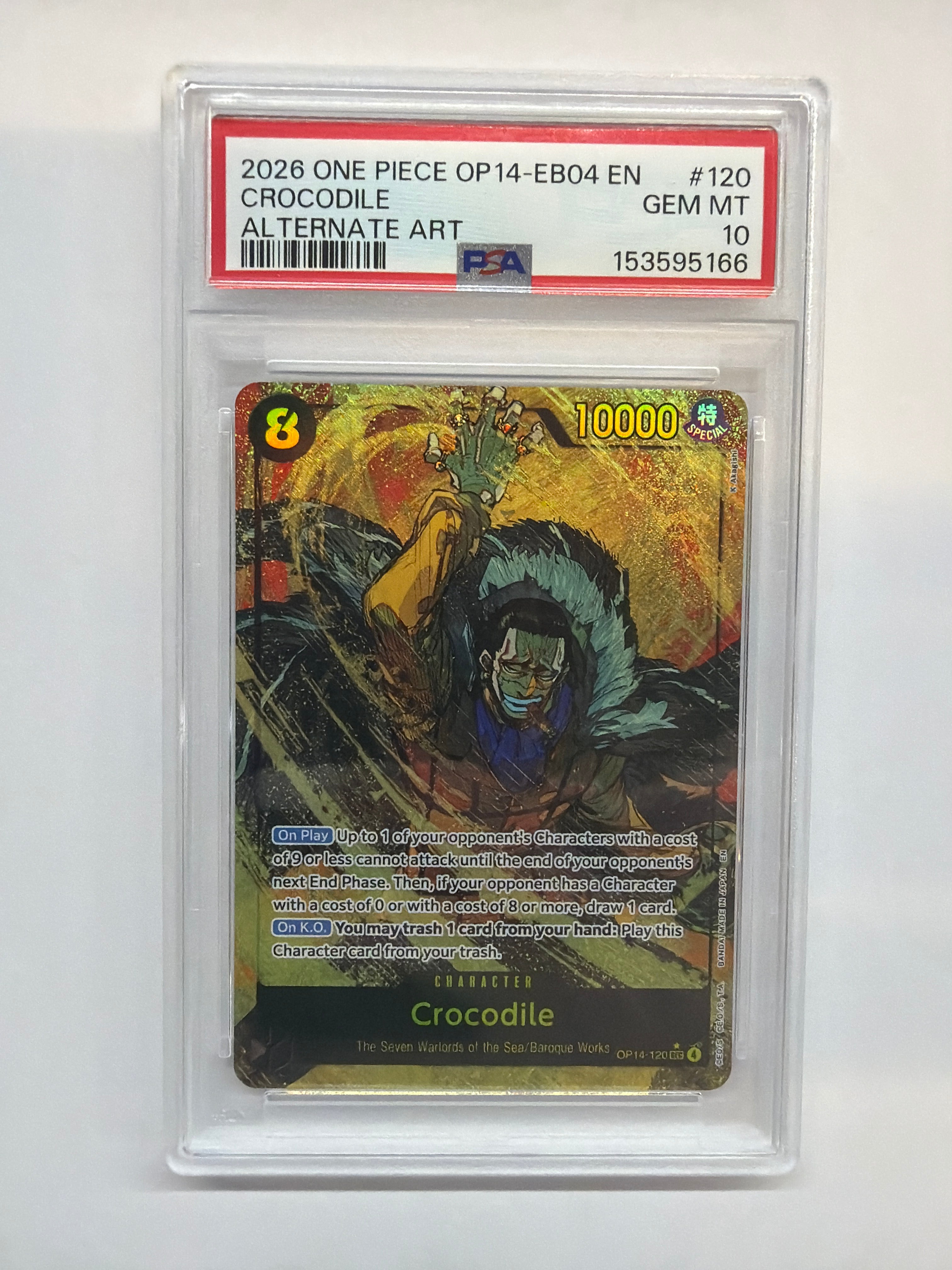 2026 One Piece OP14-EB04 Crocodile Alt Art 120 PSA 10