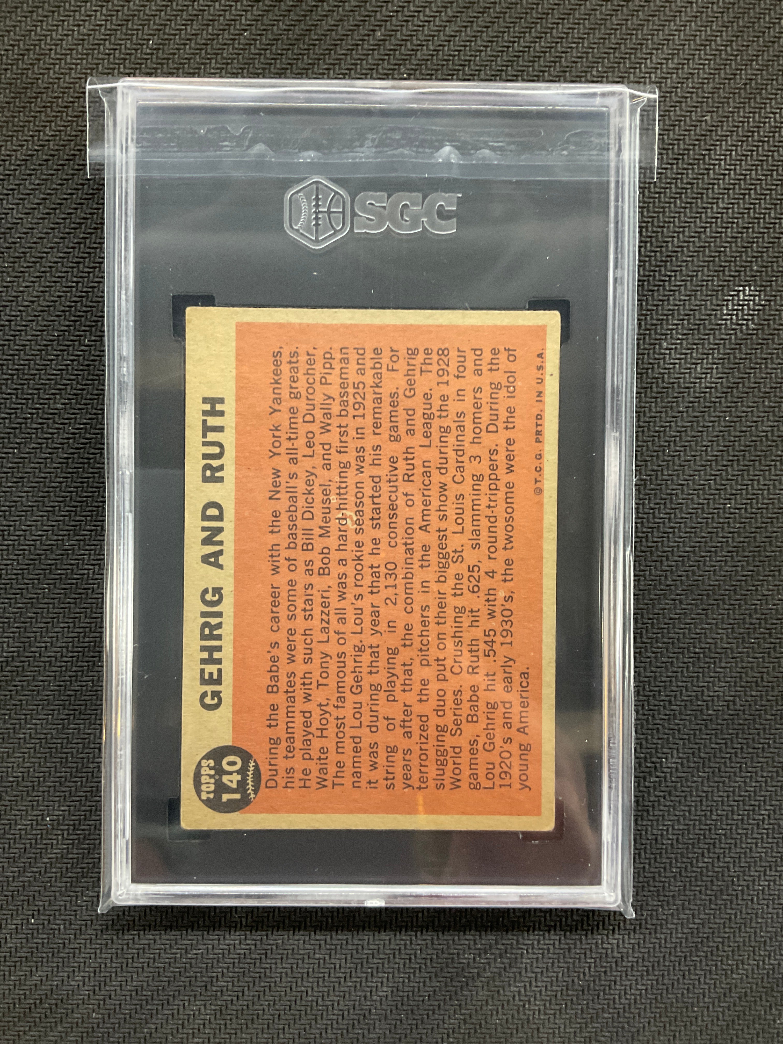 1962 Topps Gehrig And Ruth #140 Babe Ruth Special SGC 5