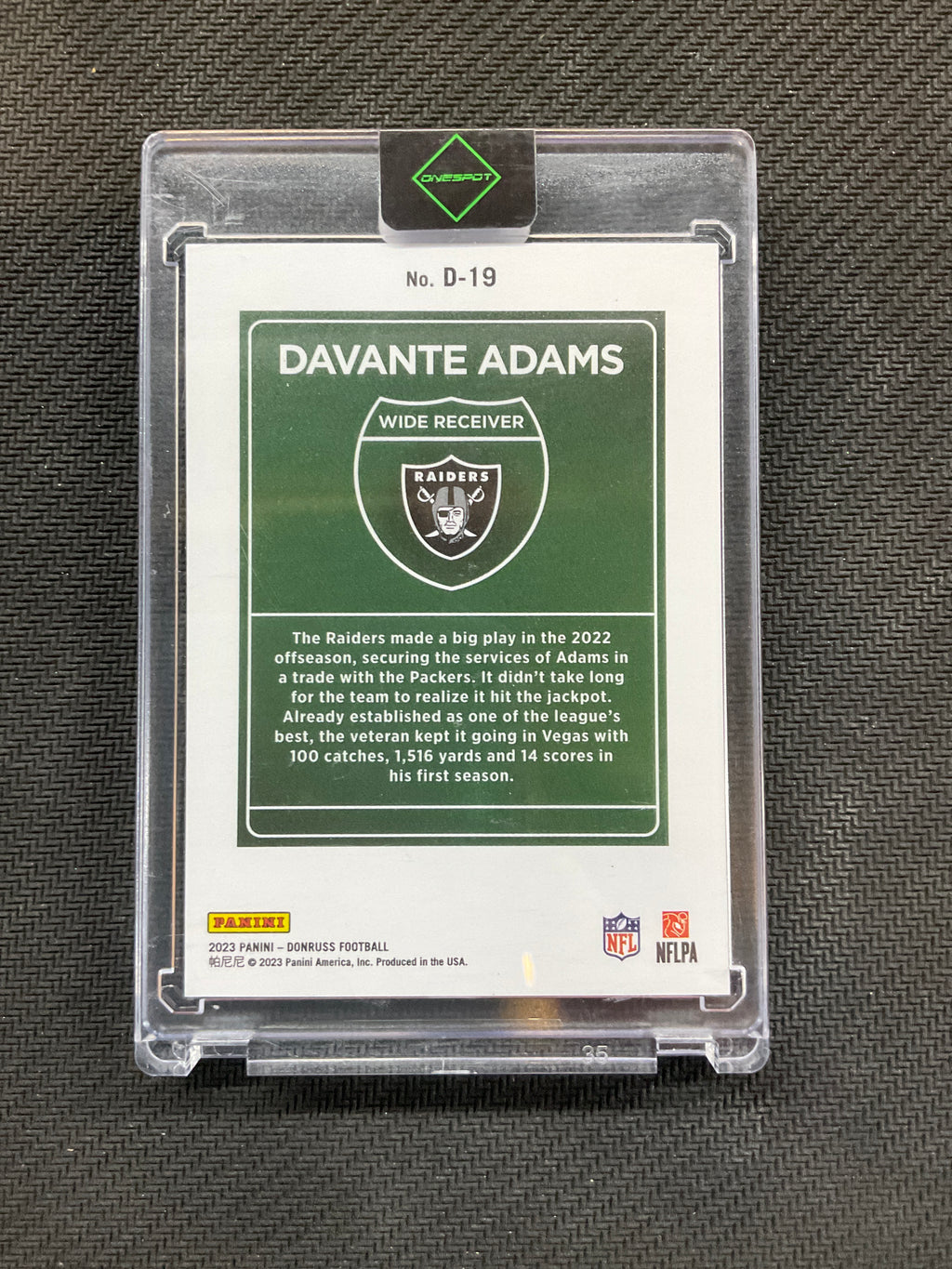2023 Panini Donruss Davante Adams Downtown! #D19 Raiders