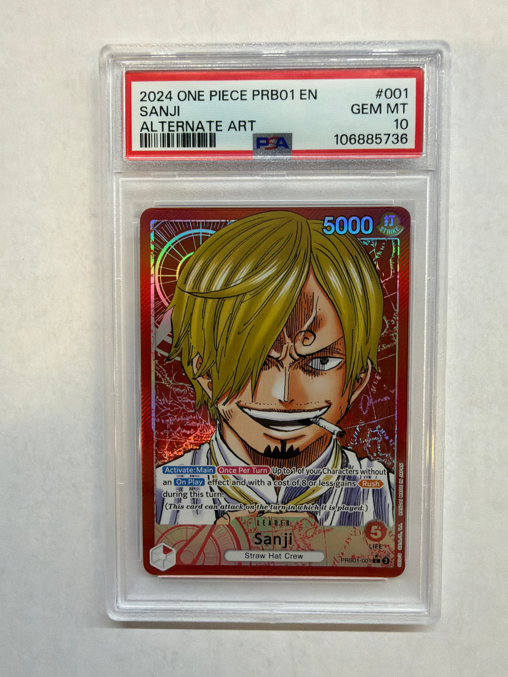 2024 One Piece PRB01 Sanji 001 Alt Art PSA 10
