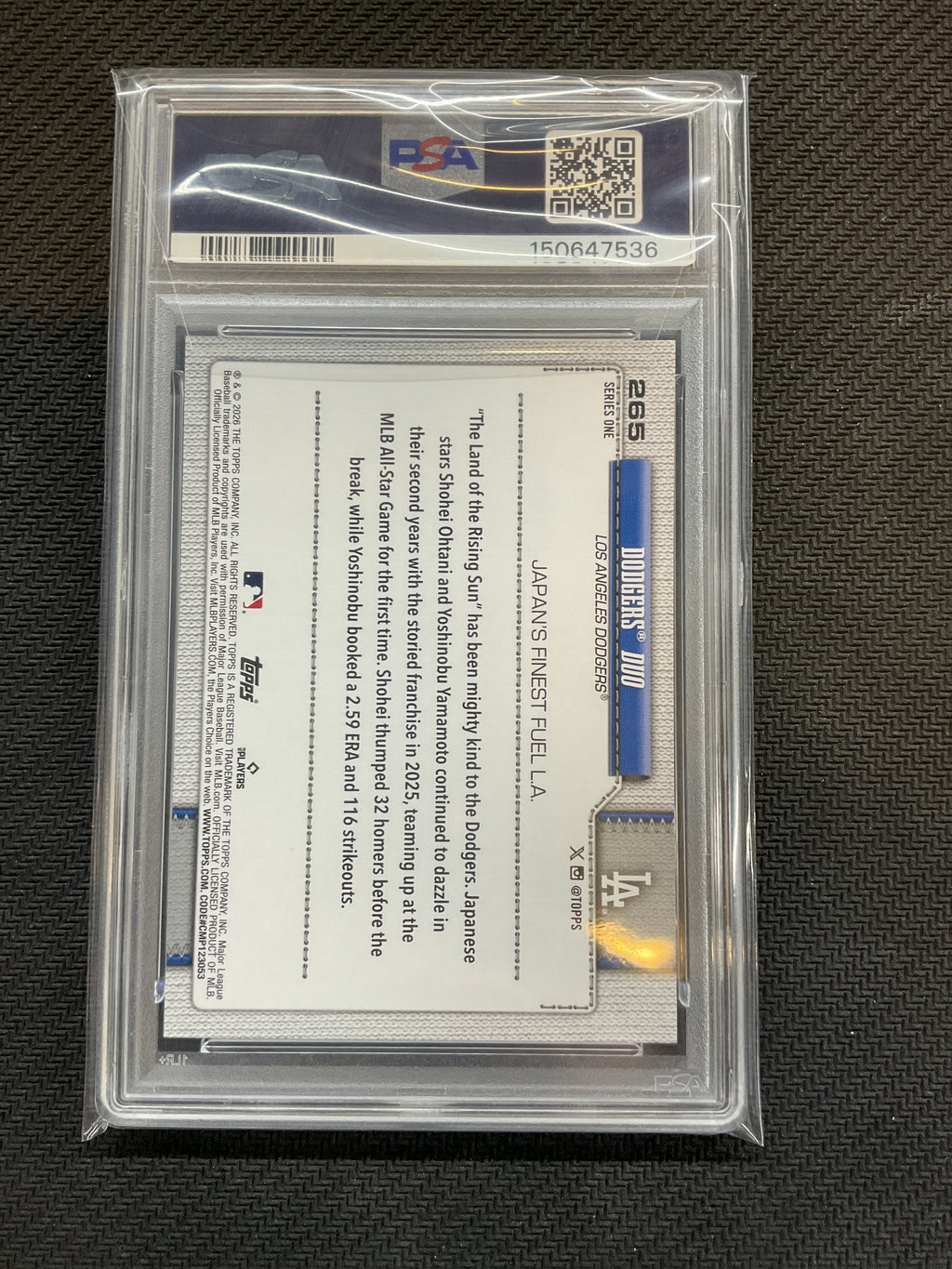 2026 Topps Yoshinobu Yamamoto Shohei Ohtani PSA 10 #265 Dodgers