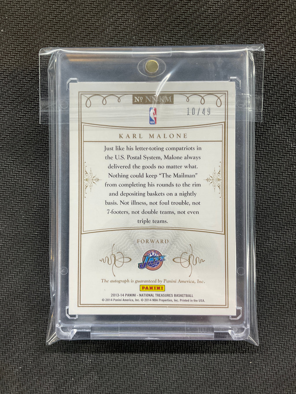 2013-14 National Treasures Karl "The Mail" Malone Notable Nicknames Auto /49