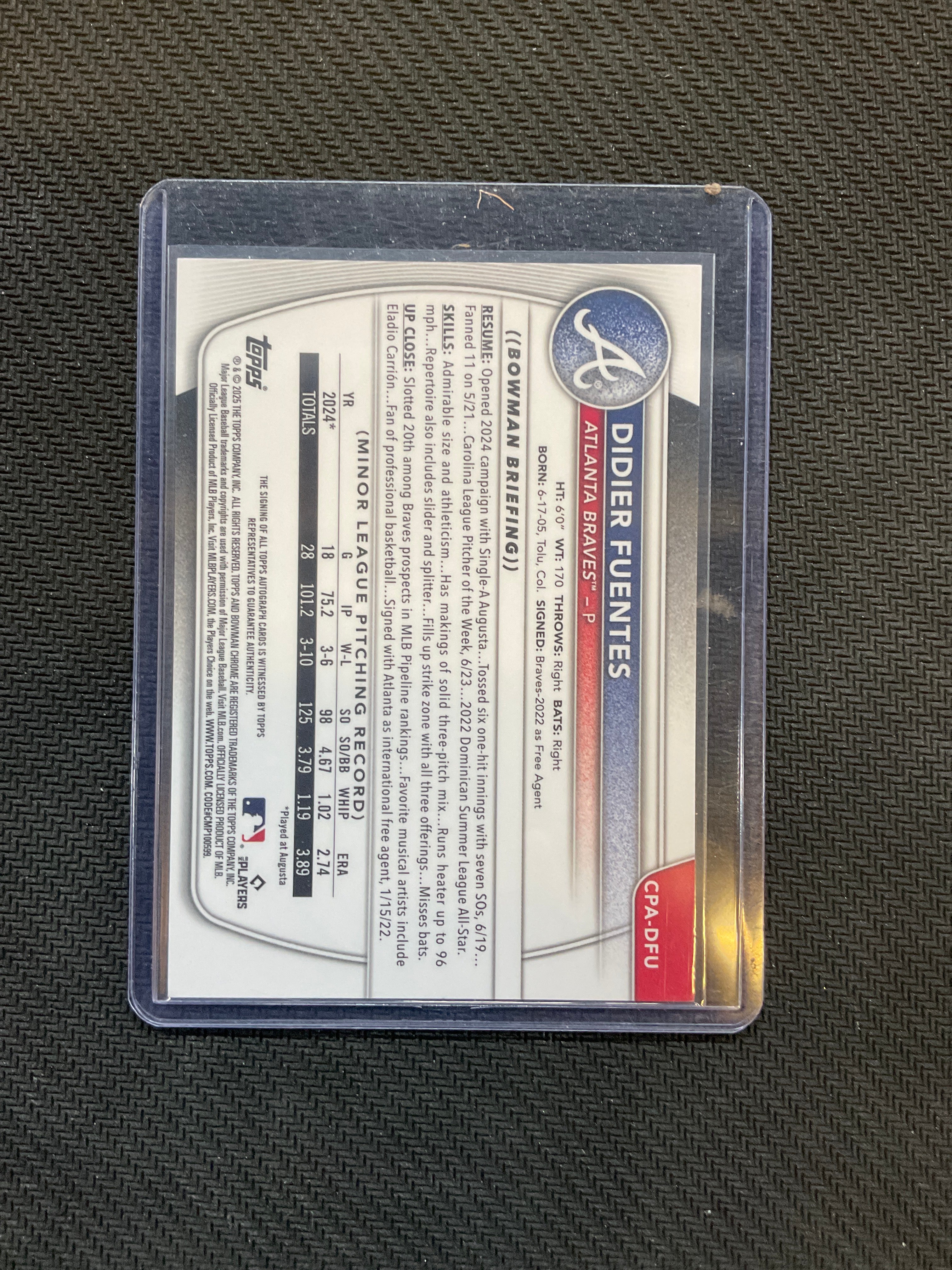2025 Bowman Didier Fuentes Rookie Auto Gold Shimmer /50 Braves