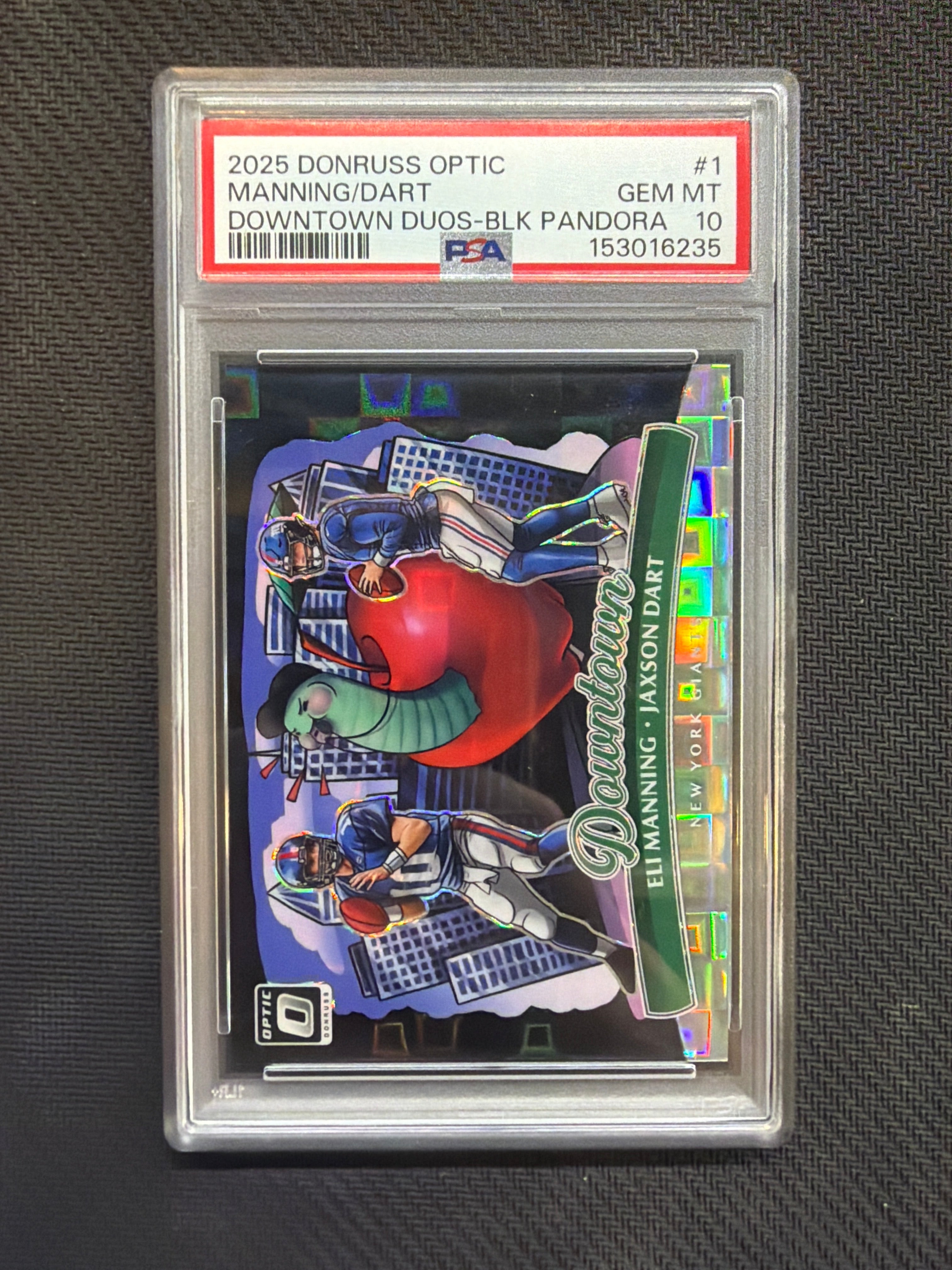 2025 Donruss Optic Eli Manning Jaxson Dart Downtown Pandora /25 Rookie PSA 10