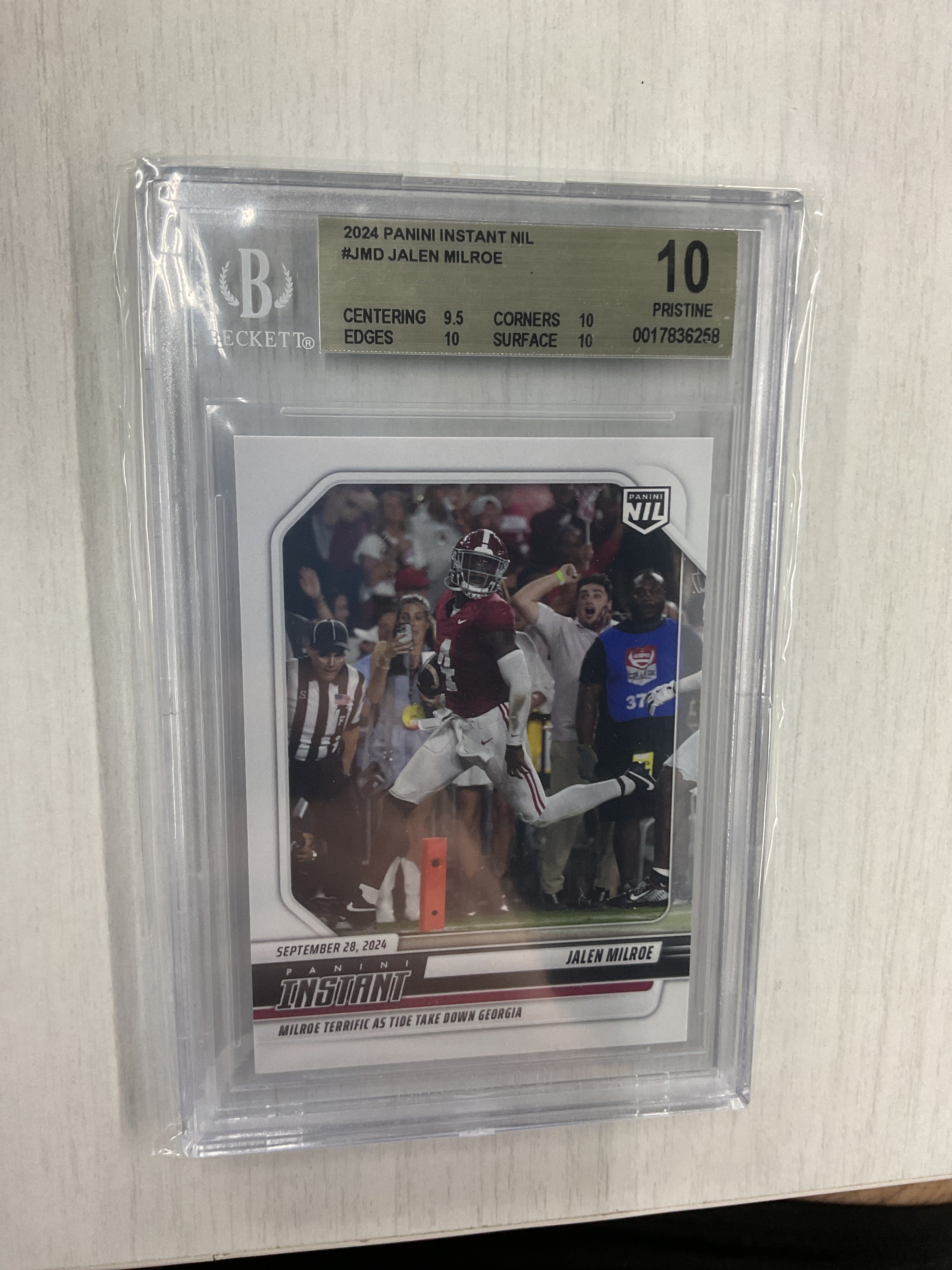 2024 Panini NIL Jalen Milroe Rookie /256 BGS 10 Alabama