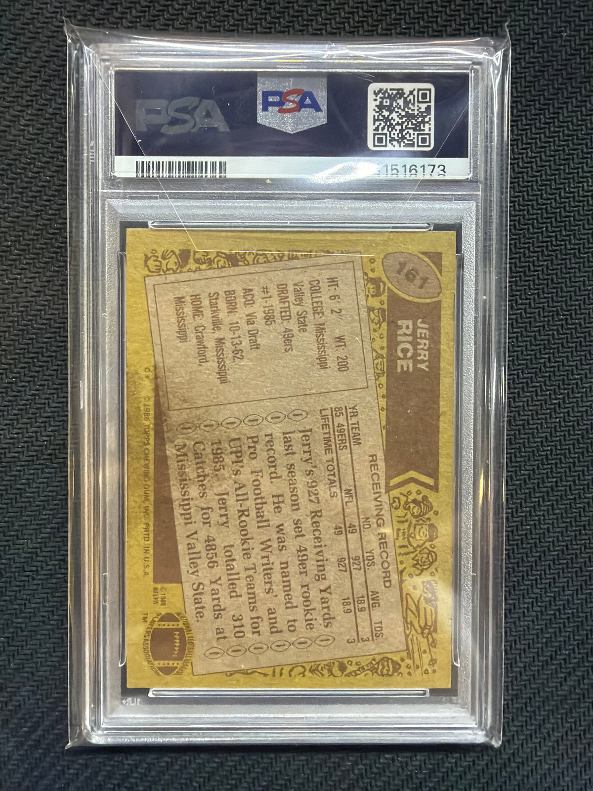1986 Topps Jerry Rice #161 PSA 5 49ers