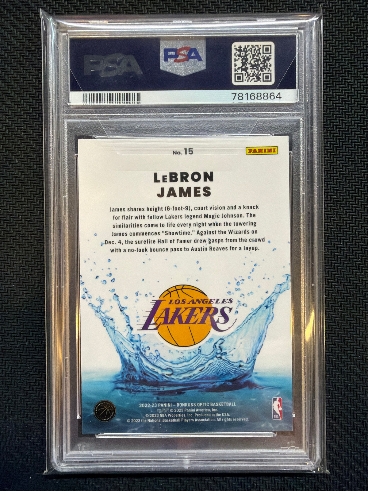 2022-23 Donruss Optic LeBron James Splash! PSA 10 Lakers