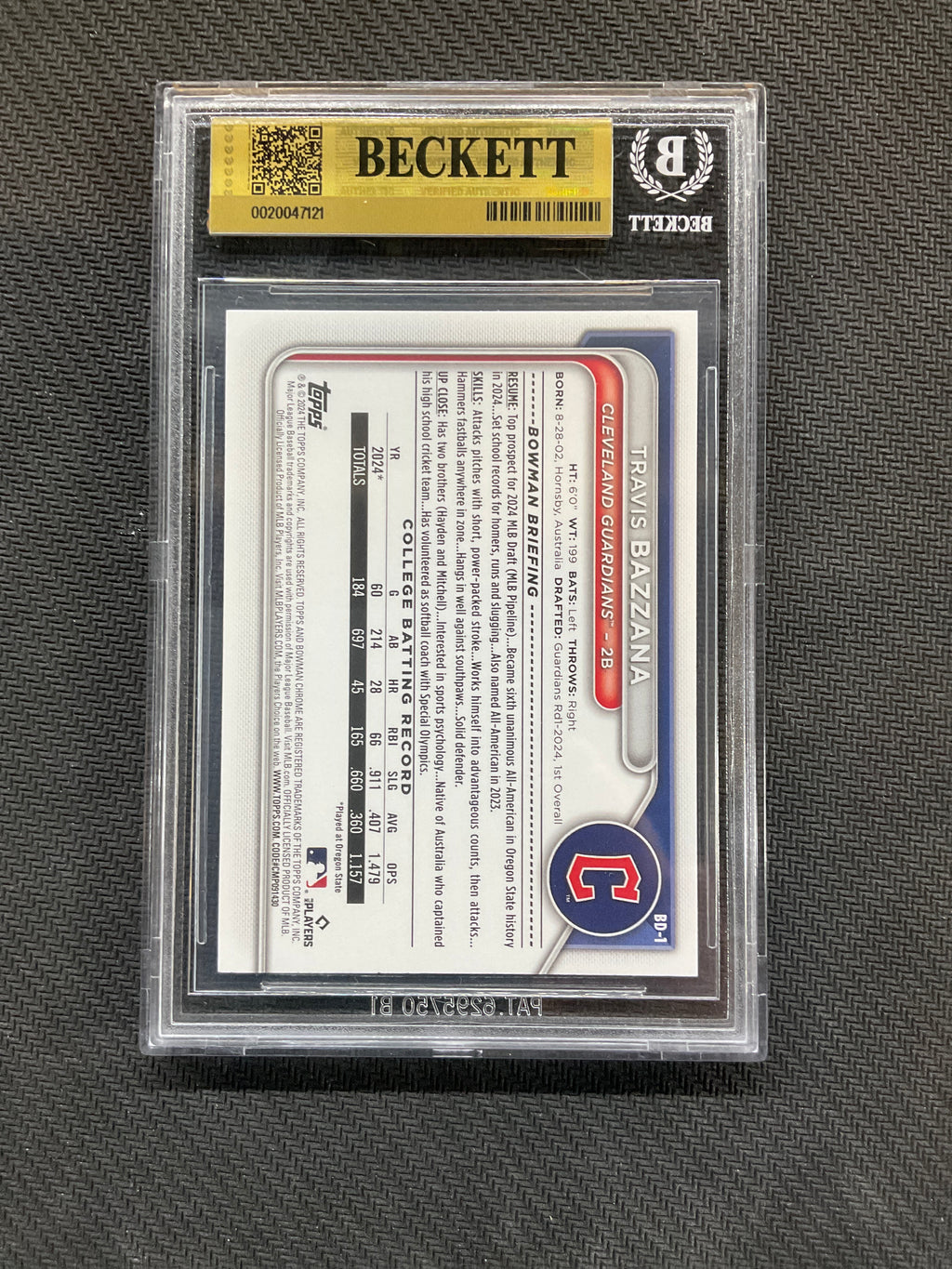 2024 Bowman Draft Travis Bazzana Rookie 1st BGS 9.5