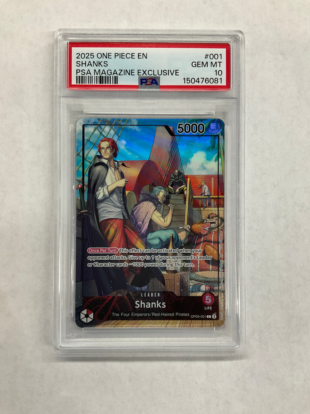 2025 One Piece PSA Magazine Exclusive Shanks 001 PSA 10