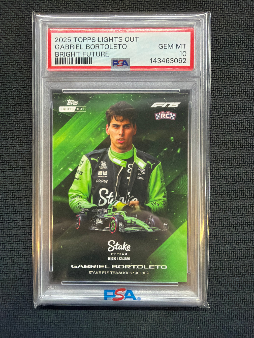 2025 Topps Lights Out Gabriel Bortoleto Bright Fututre Rookie PSA 10