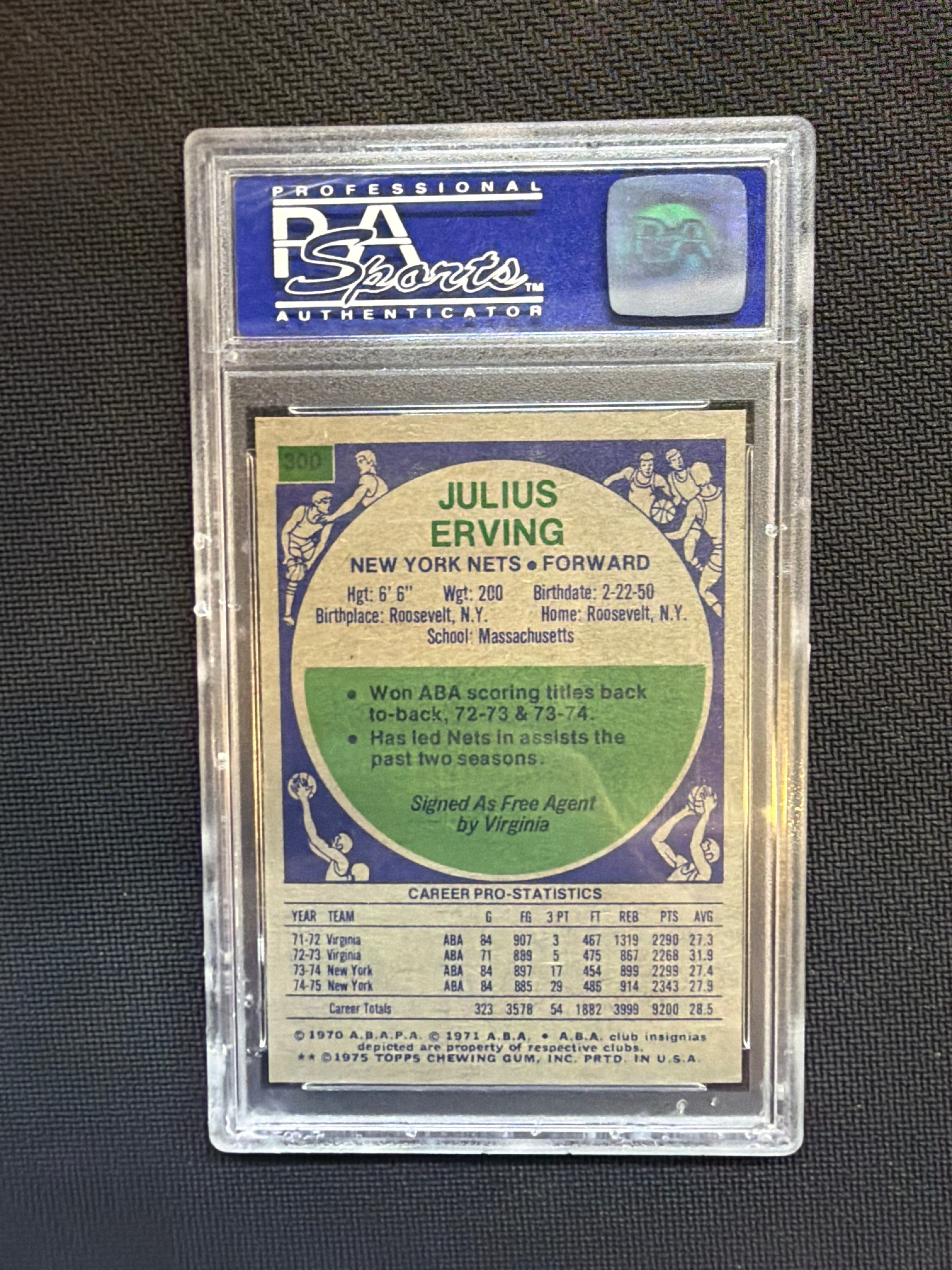 1975 Topps Julius Erving #300 PSA 7 Nets
