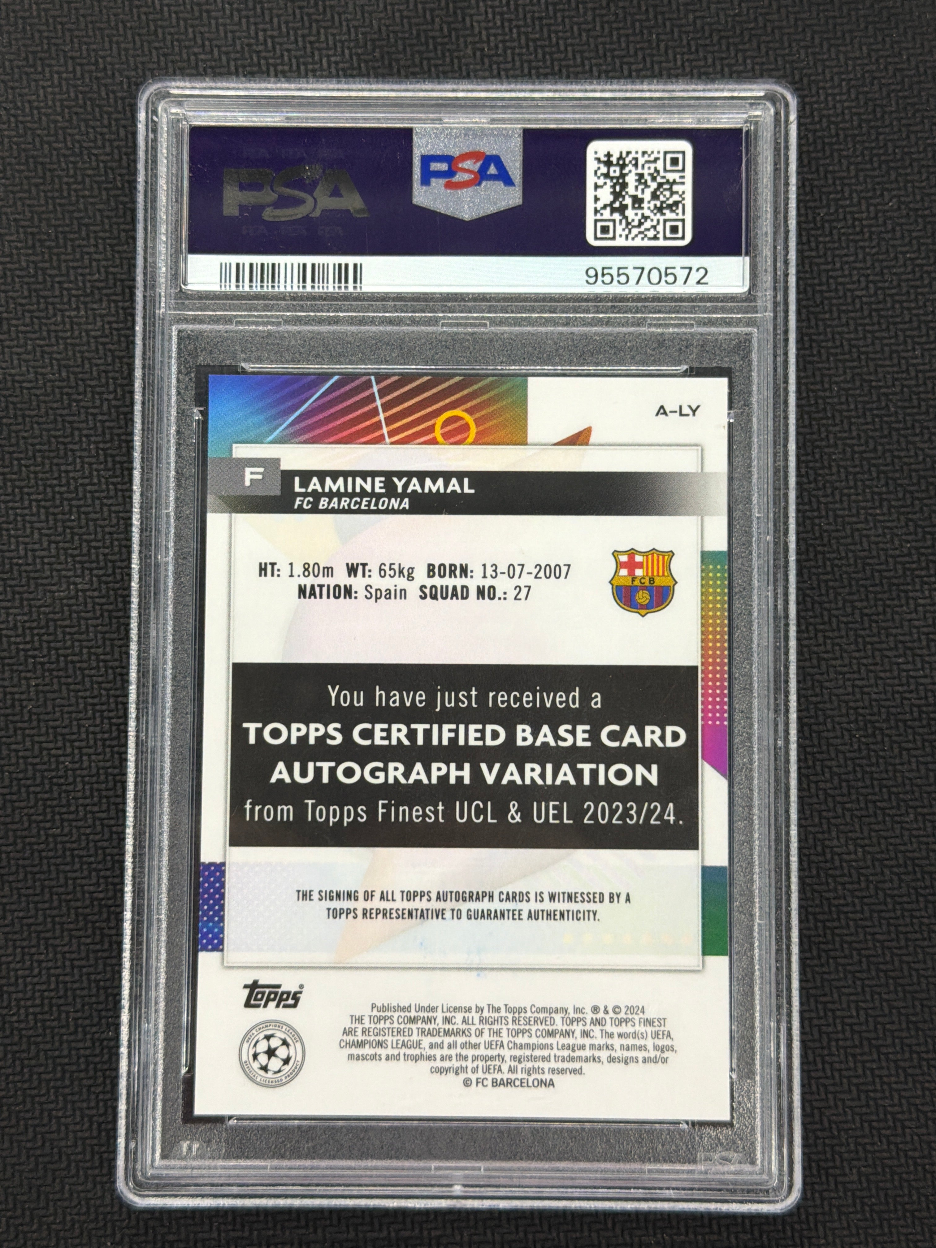 2023/24 Topps Finest Lamine Yamal Rookie Auto Silver PSA 10 Barcelona
