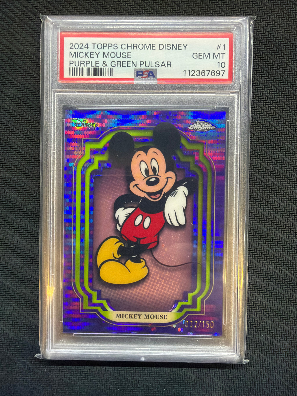2024 Topps Chrome Disney #1 Mickey Mouse /150 Purple & Green PSA 10 697