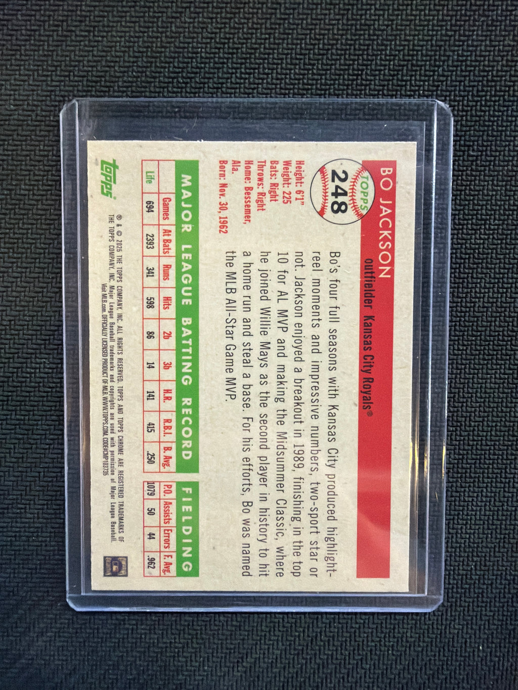 2025 Topps Chrome Platinum Bo Jackson Rose Gold Mini Diamond /75