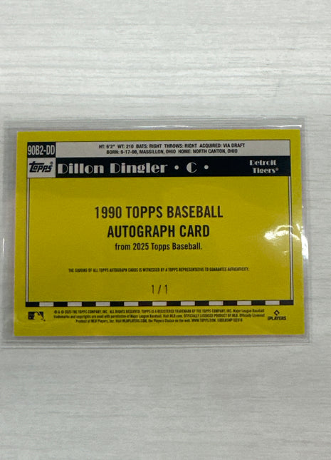 2025 Topps Dillon Dingler 1/1 Auto Tigers