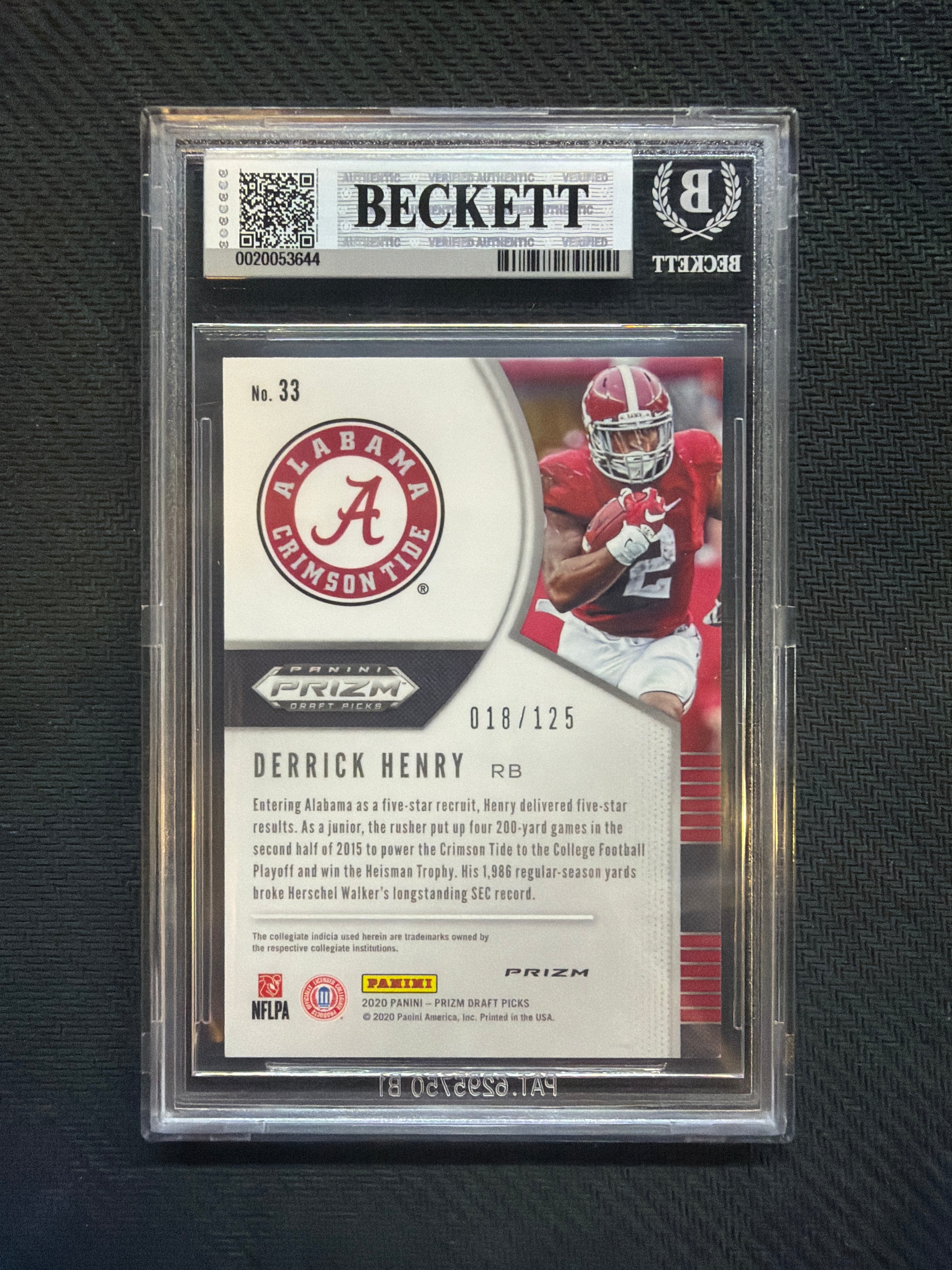 2020 Prizm Draft Picks Derrick Henry Neon Green /125 BGS 8.5 Alabama