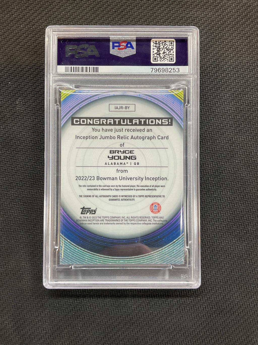 2022 Bowman U Inception Bryce Young Patch Auto /199 PSA 10 Alabama 253