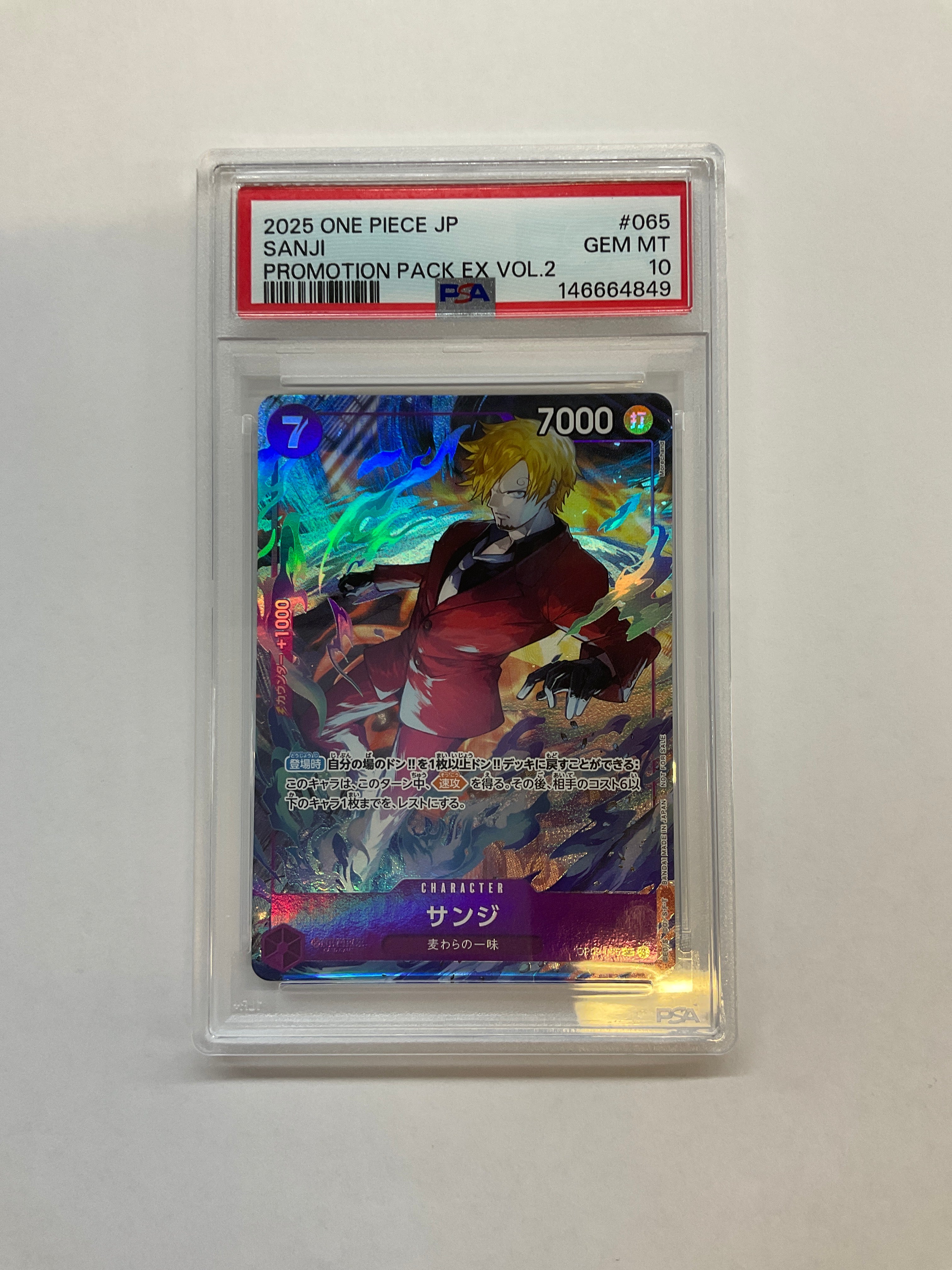 2025 Japanese One Piece Sanji 065 Promo Pack EX Vol 2 PSA 10