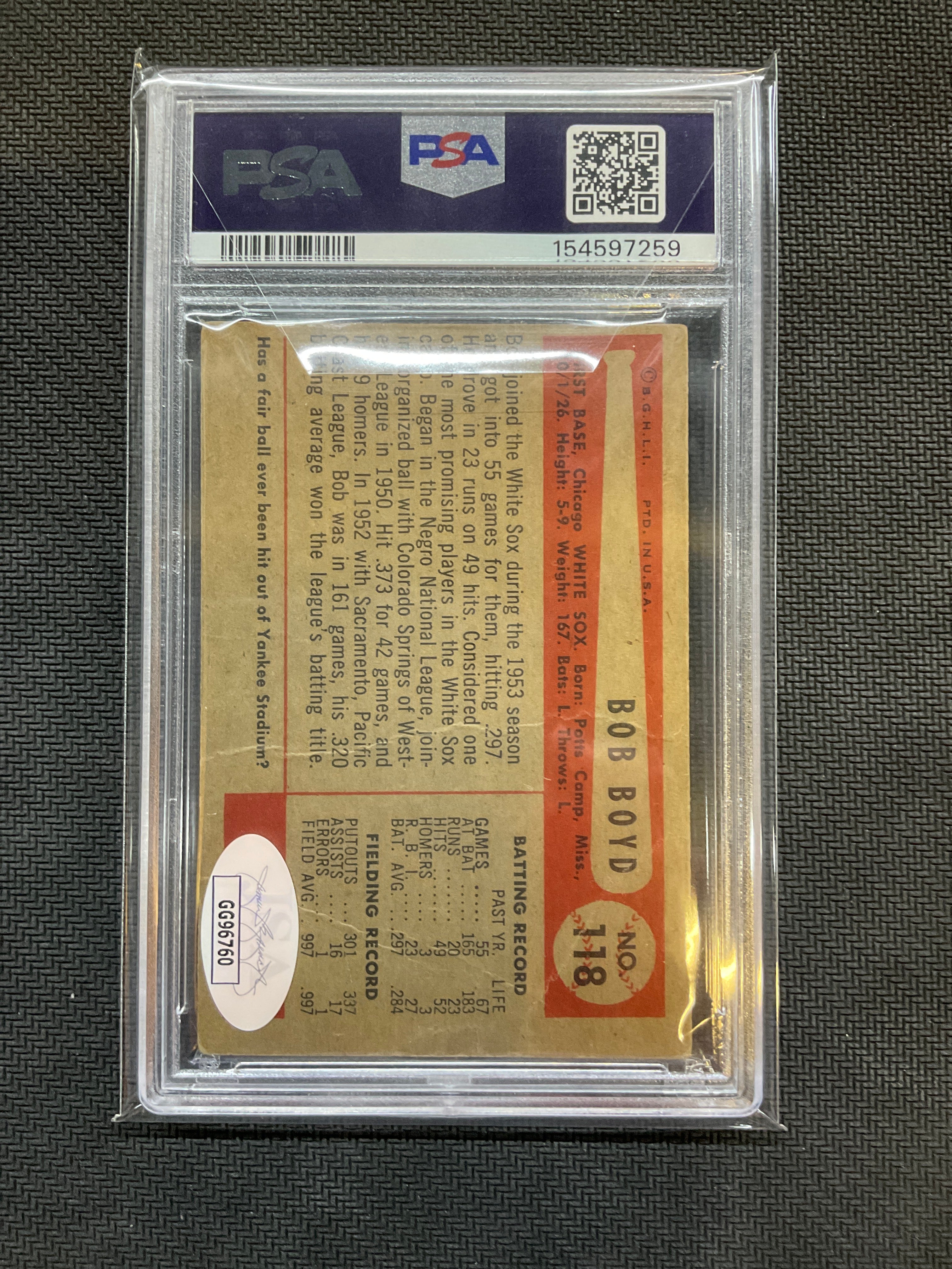 1954 Bowman Bob Boyd #118 PSA 1 Auto 10 259