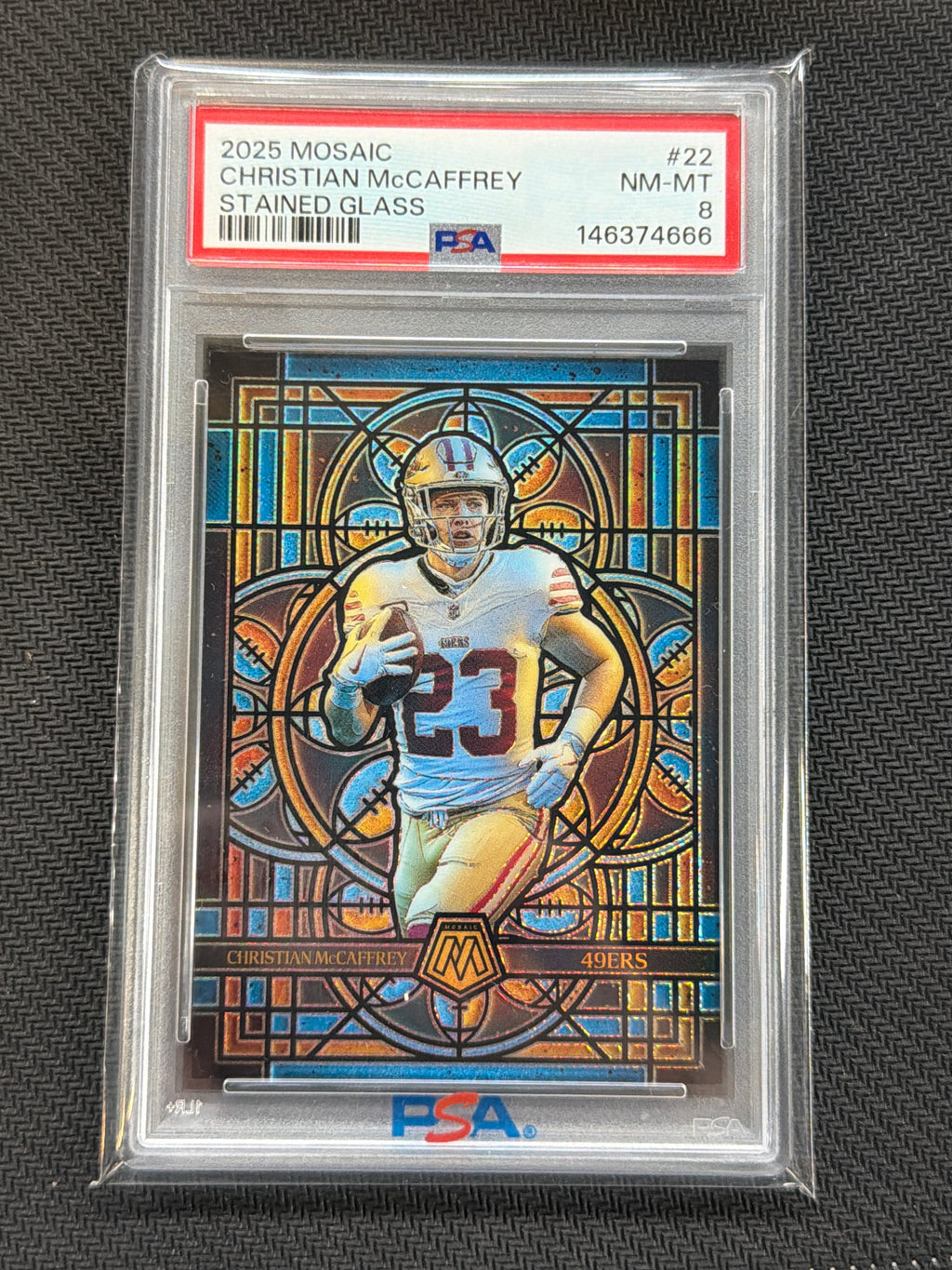 2025 Mosaic Christian McCaffrey Stained Glass PSA 8 666