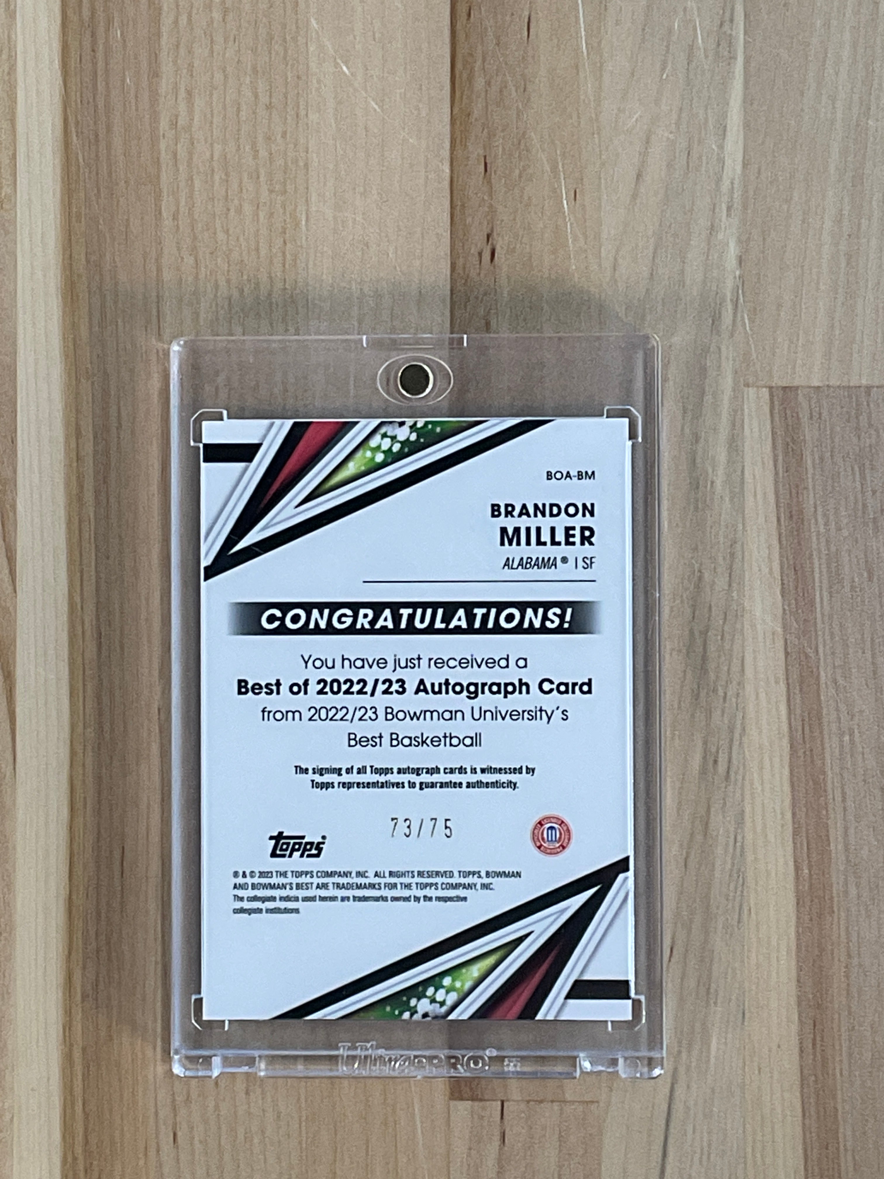 2023 Bowman's Best Brandon Miller Gold Lava Auto /75