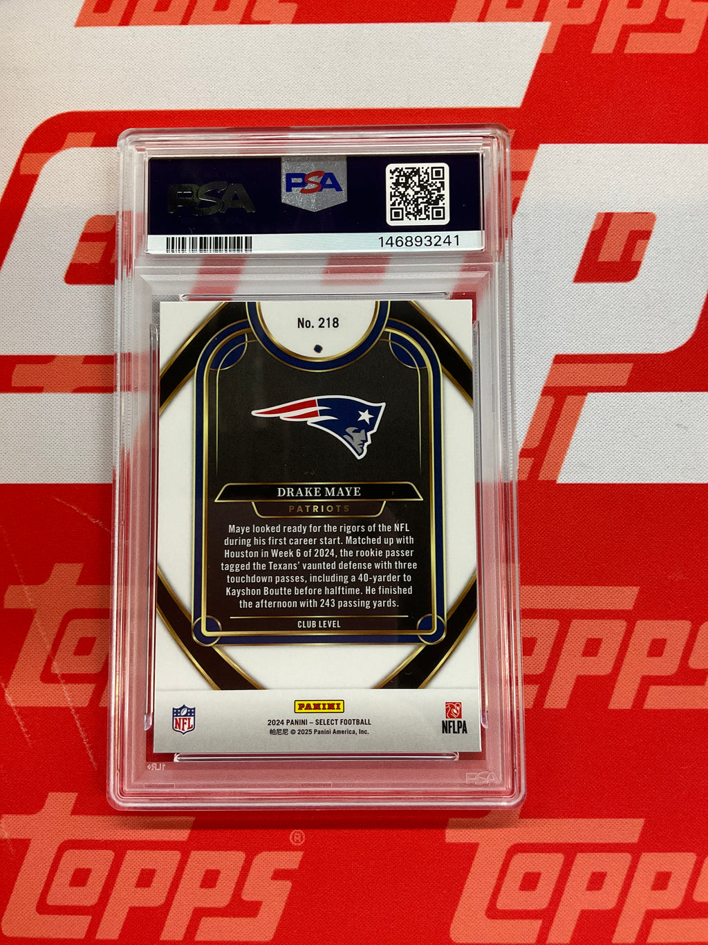 2024 Select Drake Maye Rookie #218 PSA 8