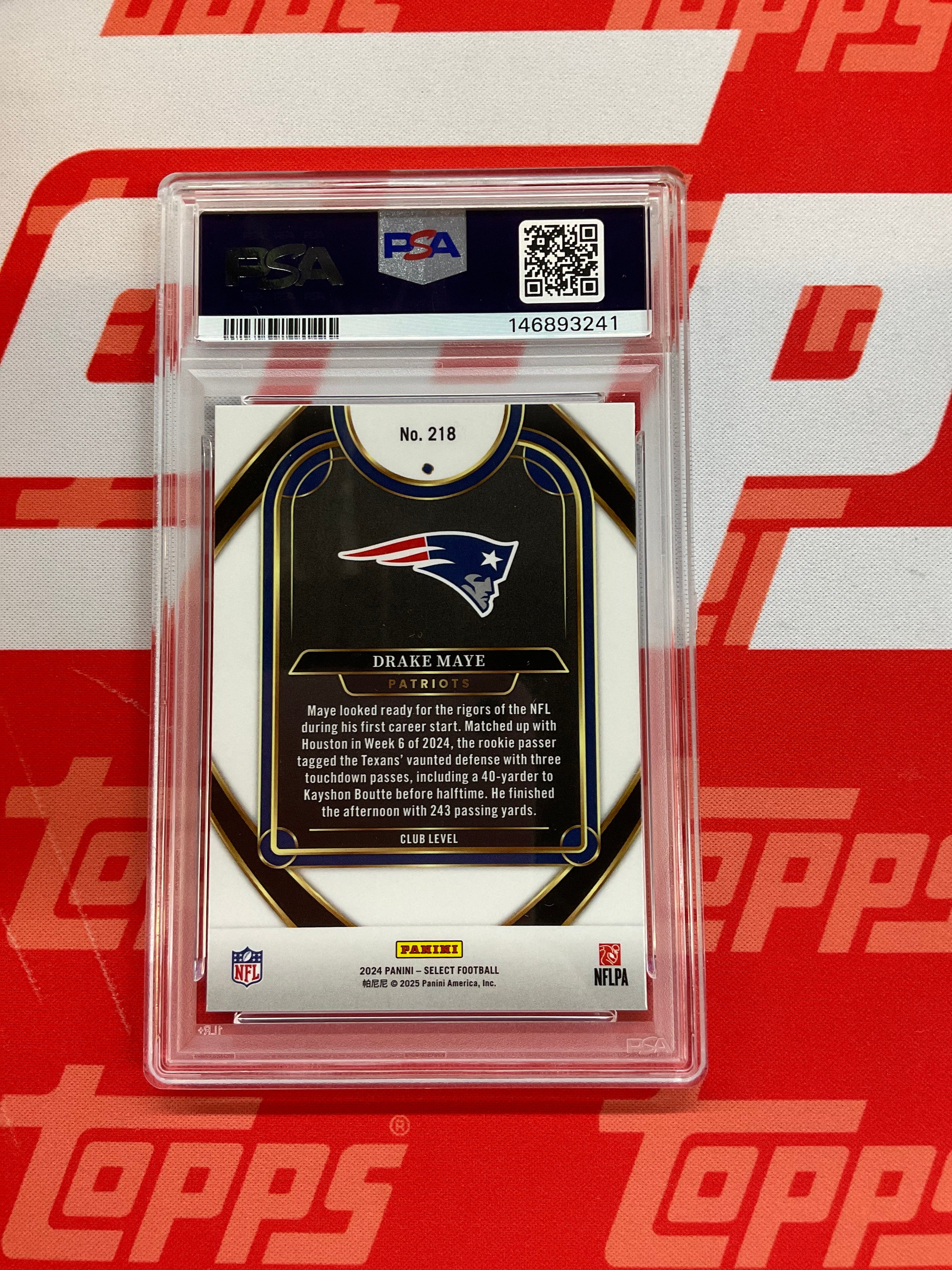 2024 Select Drake Maye Rookie #218 PSA 8