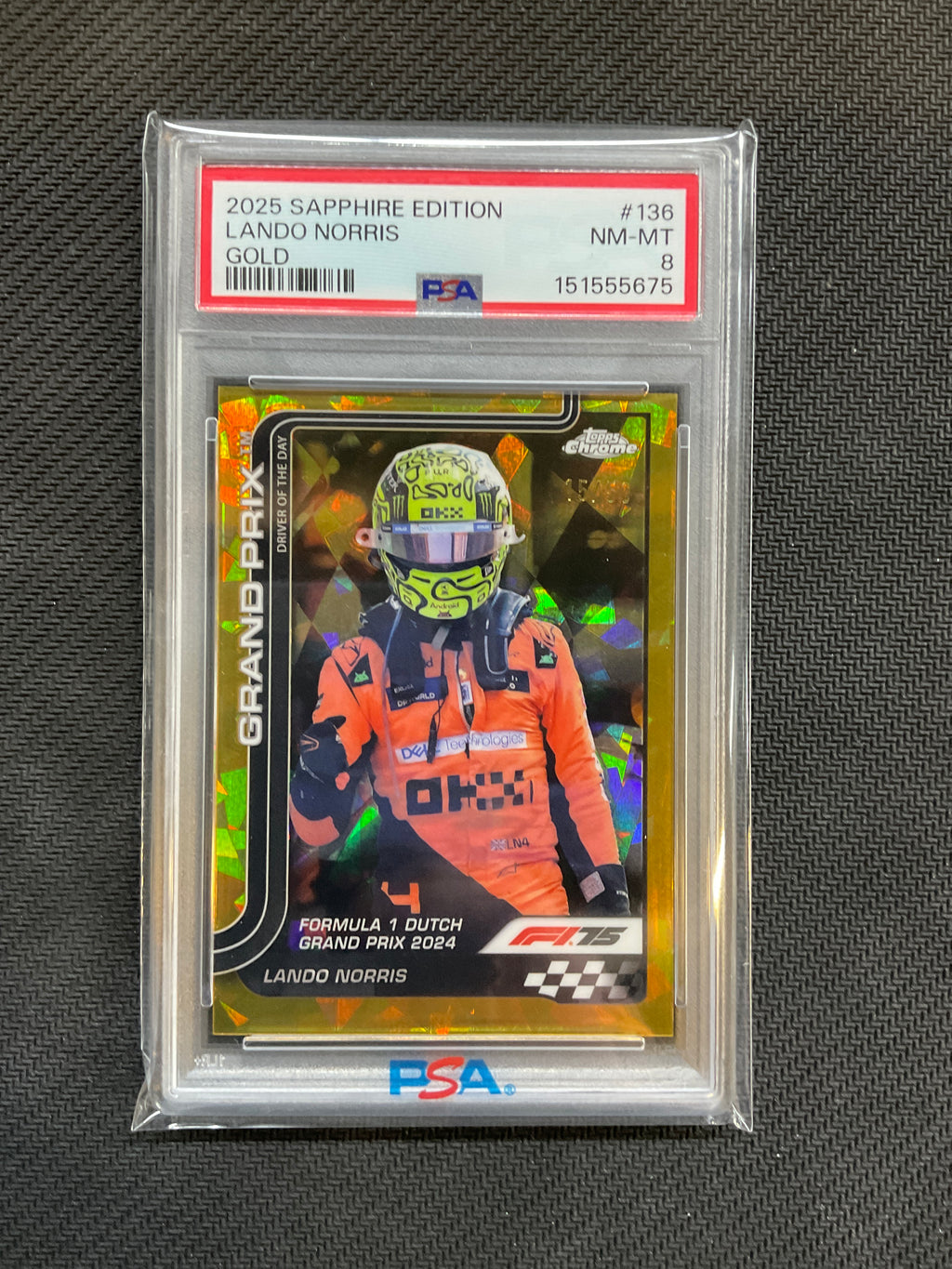 2025 Topps Chrome F1 Sapphire Lando Norris Gold /50 PSA 8 Mclaren