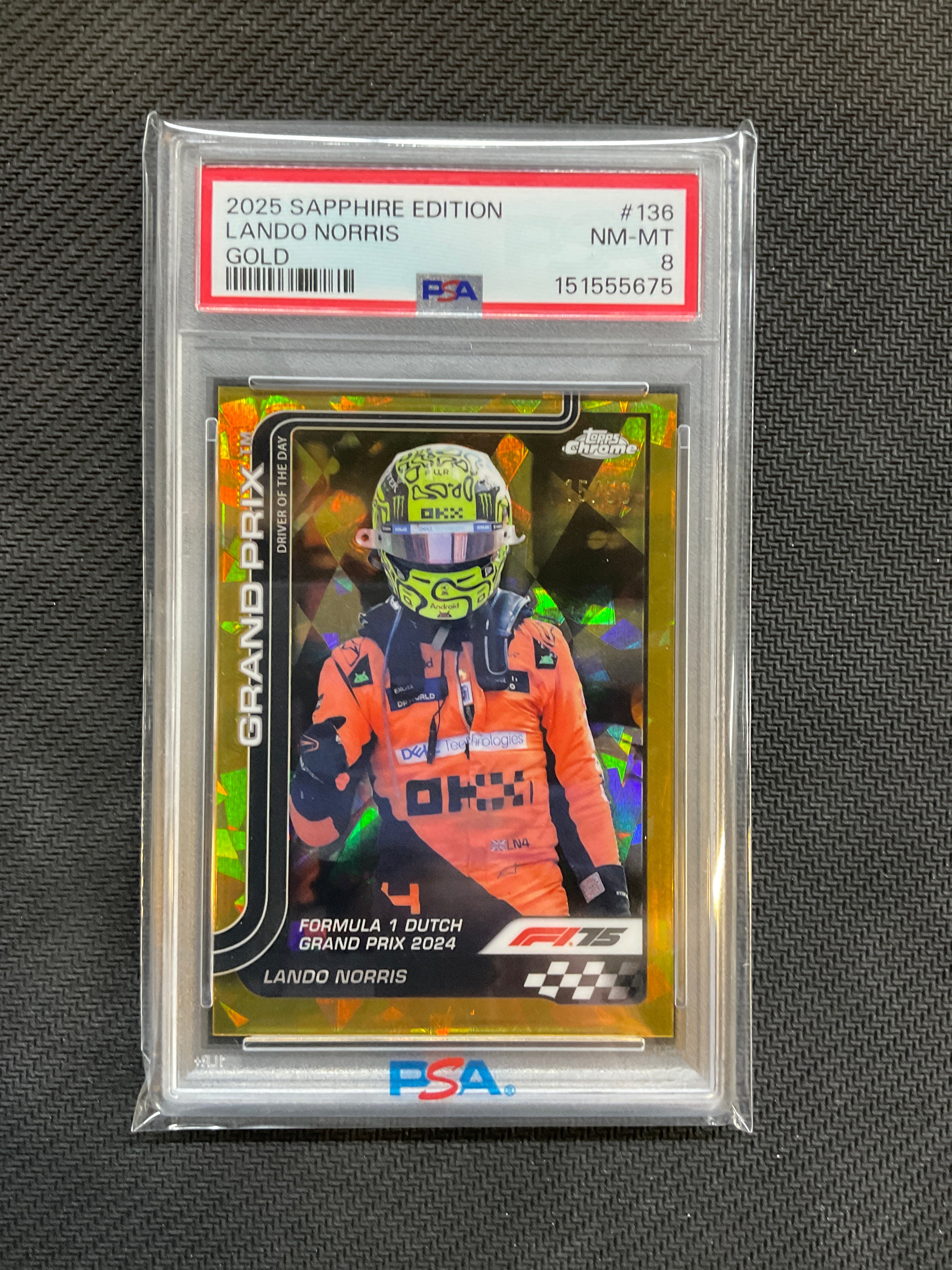 2025 Topps Chrome F1 Sapphire Lando Norris Gold /50 PSA 8 Mclaren