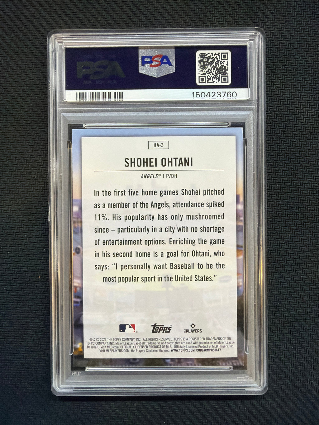 2023 Topps Shohei Ohtani Home Field Advantage PSA 9