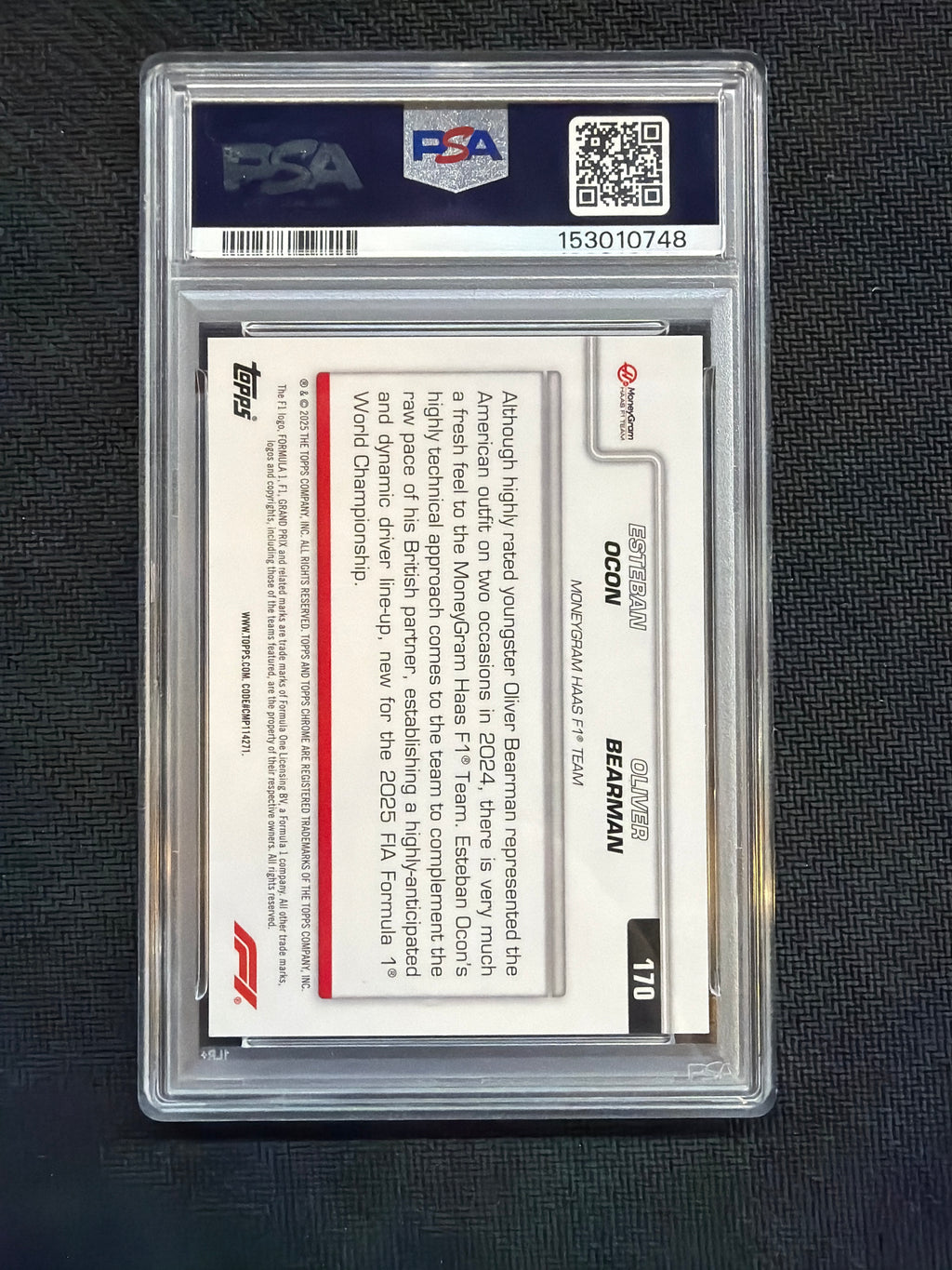 2025 Topps Chrome F1 Esteban Ocon Oliver Bearman Orange /25 PSA 10