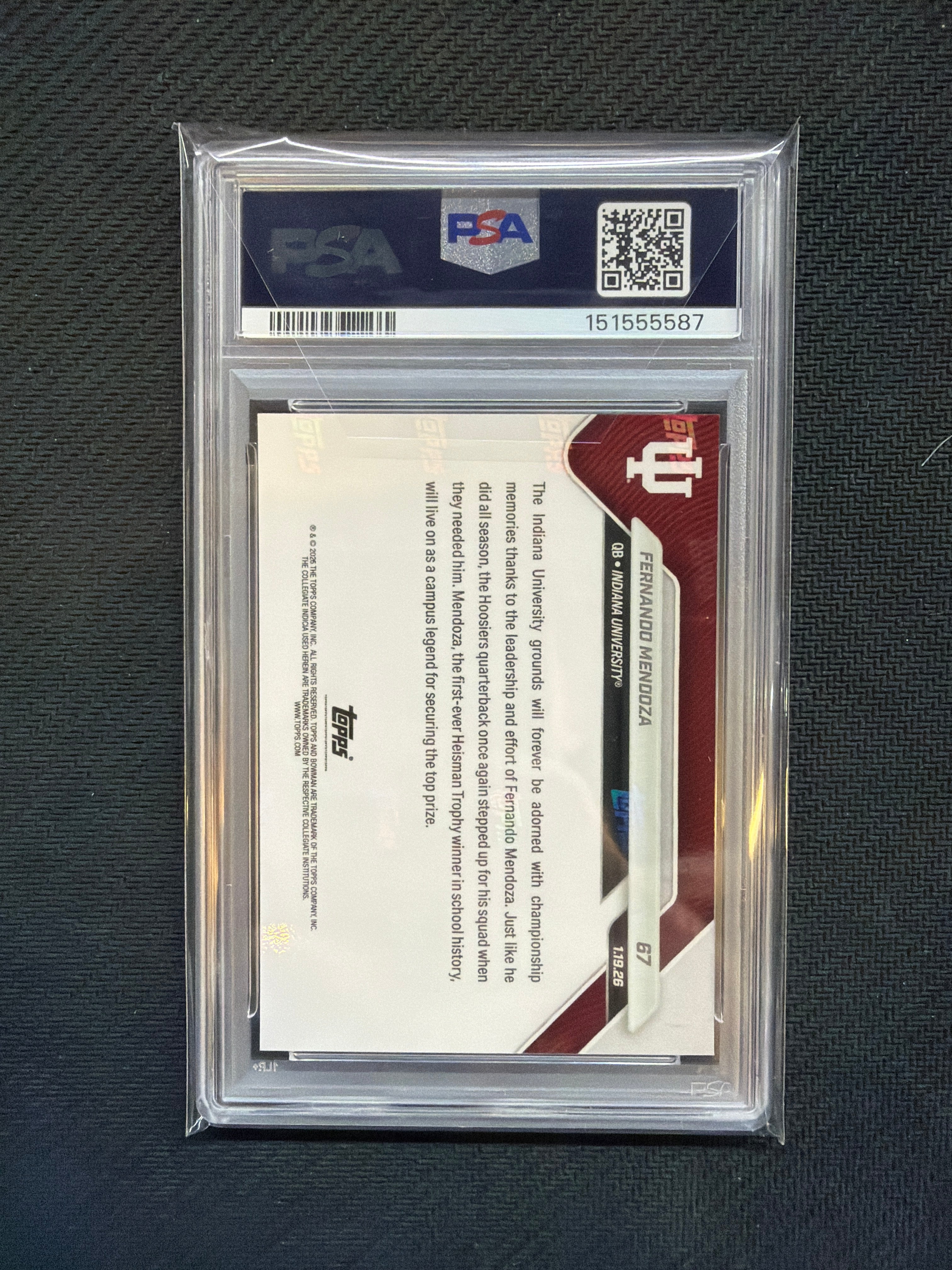 2025 Bowman U Now Fernando Mendoza PSA 10 587