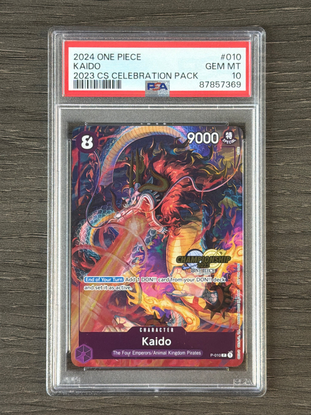 2024 ONE PIECE CHAMPIONSHIP 2023 CELEBRATION PACK 010 KAIDO PSA 10 369