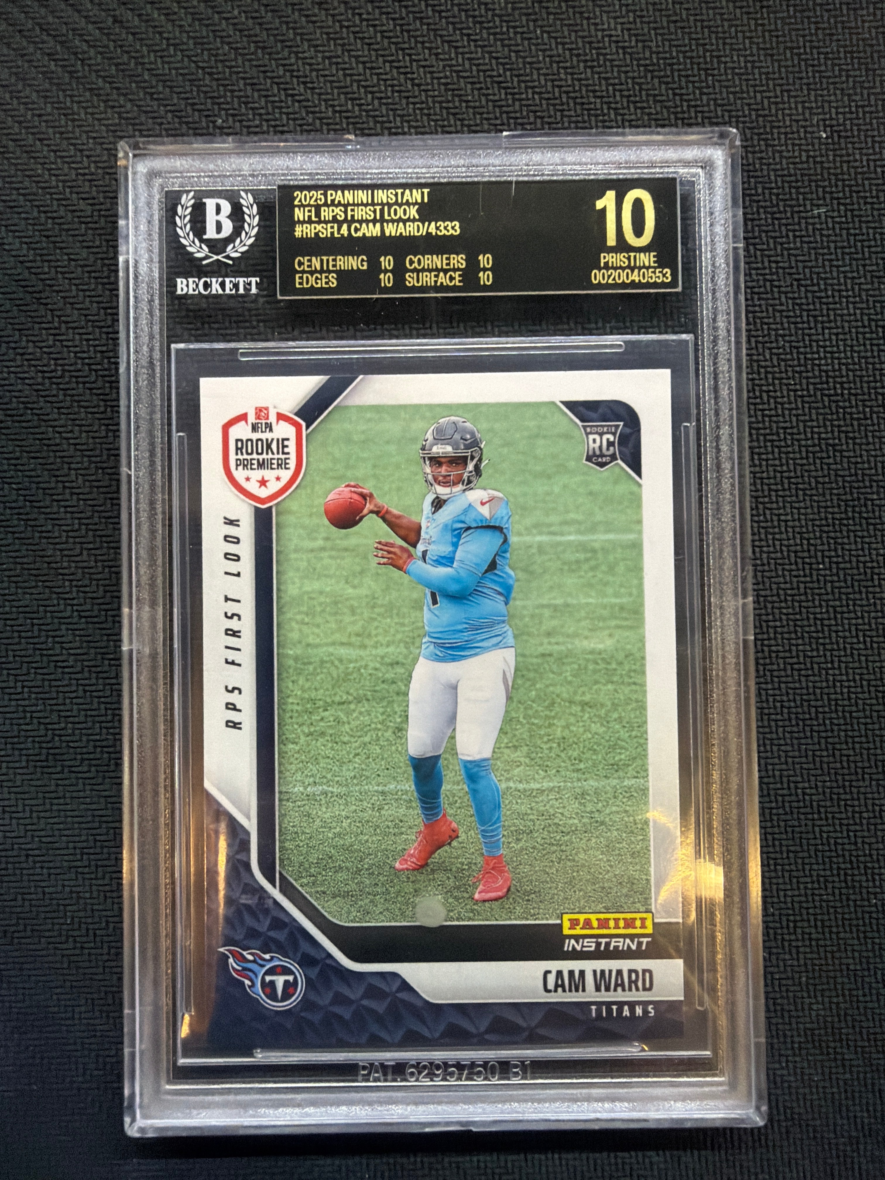 2025 Panini Instant Cam Ward Rookie First Look BGS 10 Black Label Titans 553