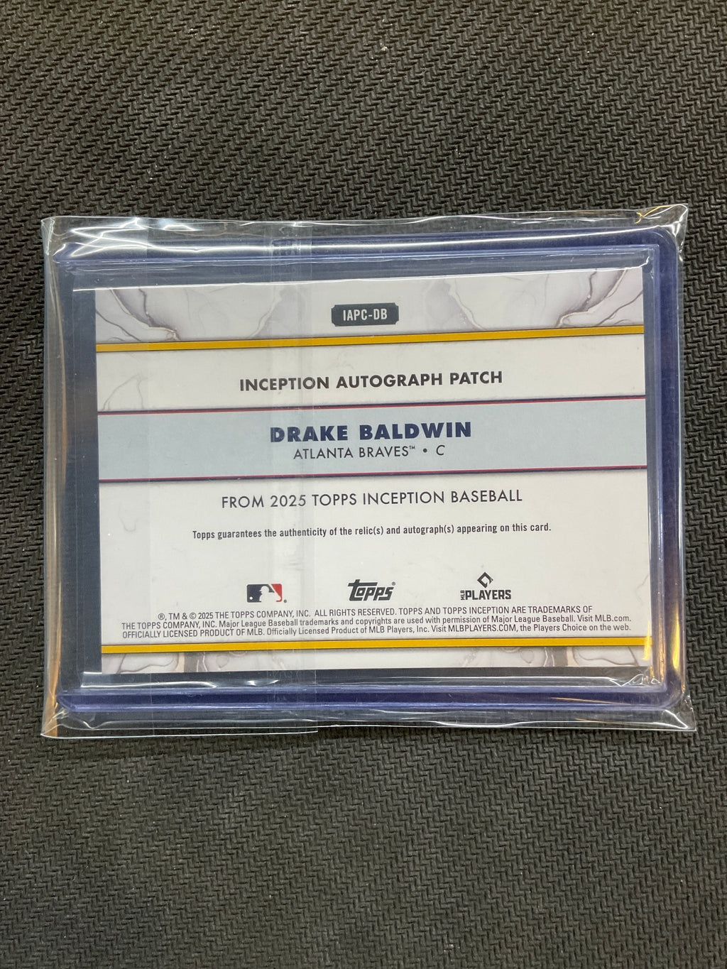 2025 Topps Inception Drake Baldwin Rookie Patch Auto /25 Braves