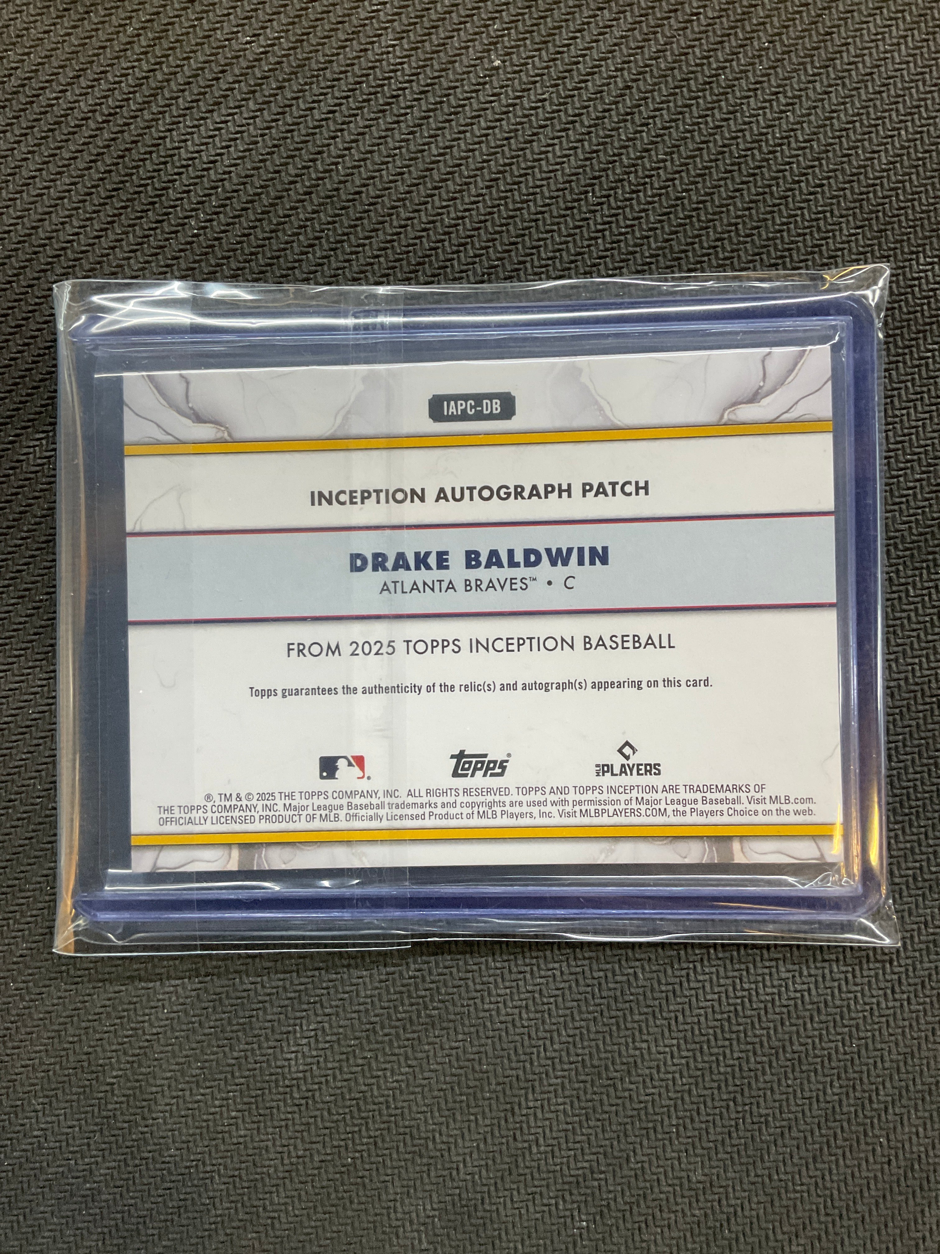 2025 Topps Inception Drake Baldwin Rookie Patch Auto /25 Braves