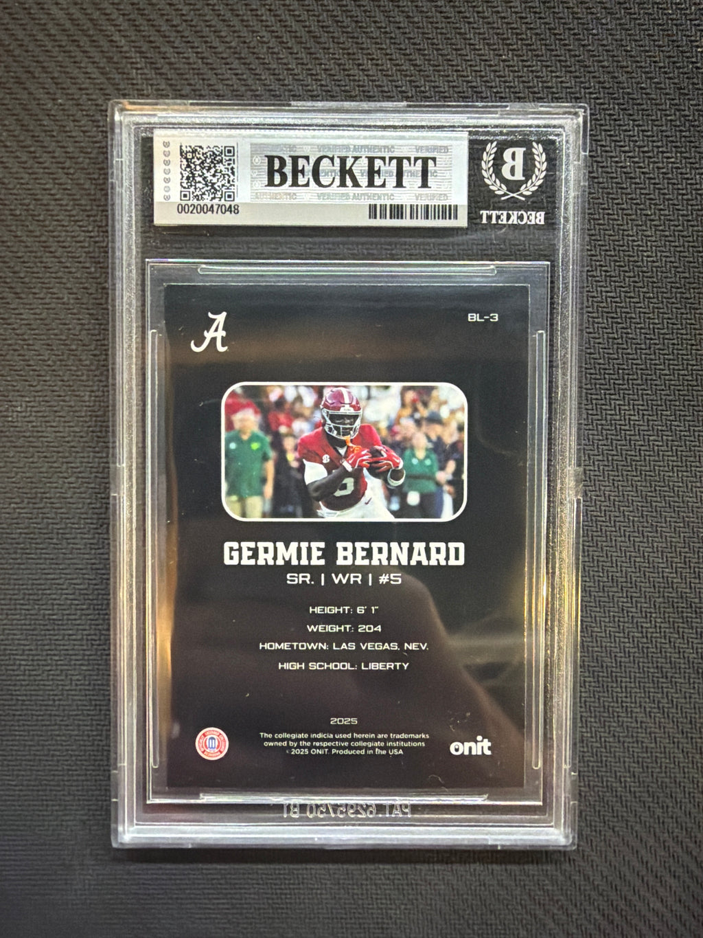 2025 Onit Alabama Germie Bernard Blackout BGS 9 Alabama