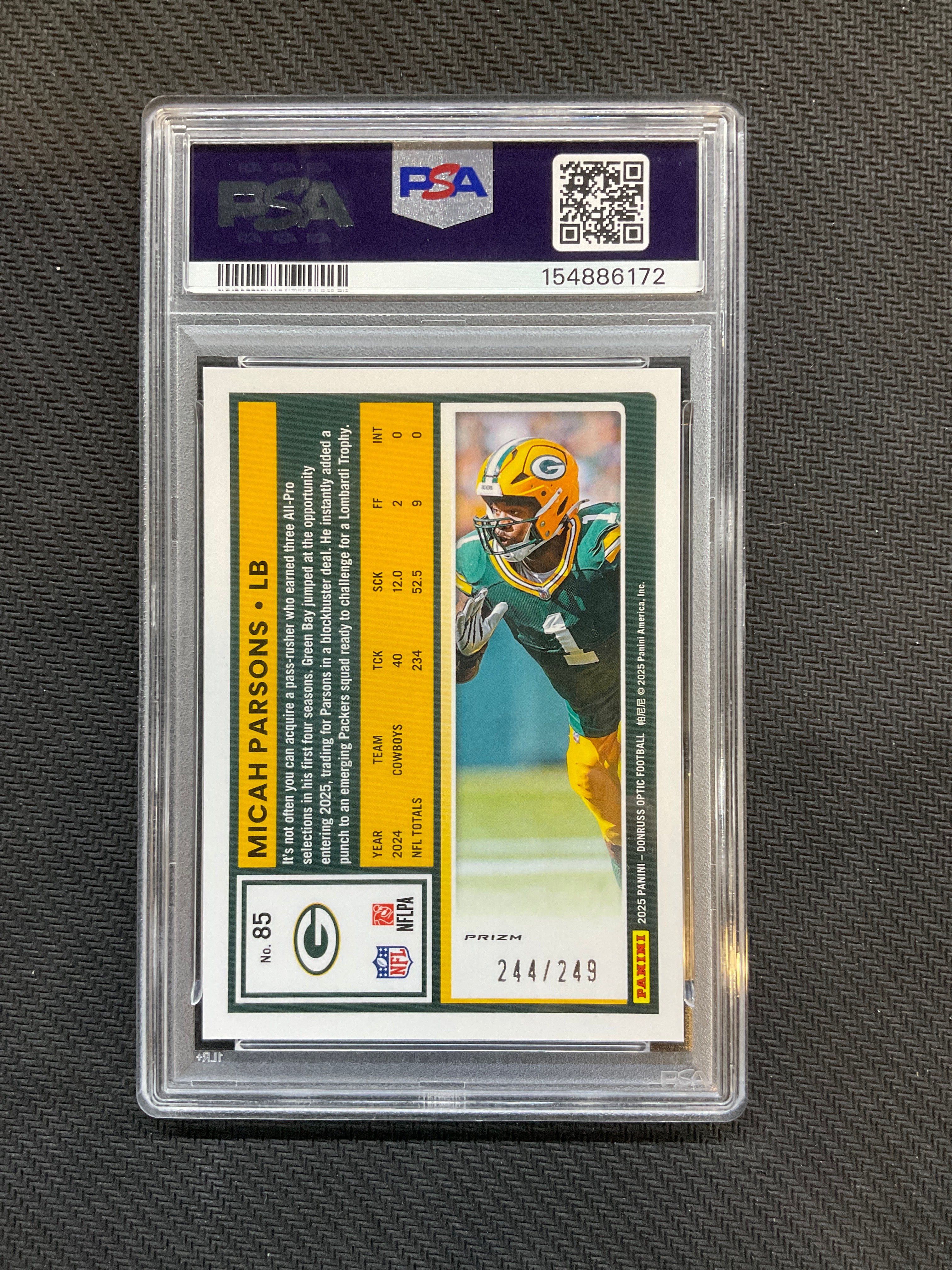 2025 Donruss Optic Micah Parsons Blue /249 PSA 10
