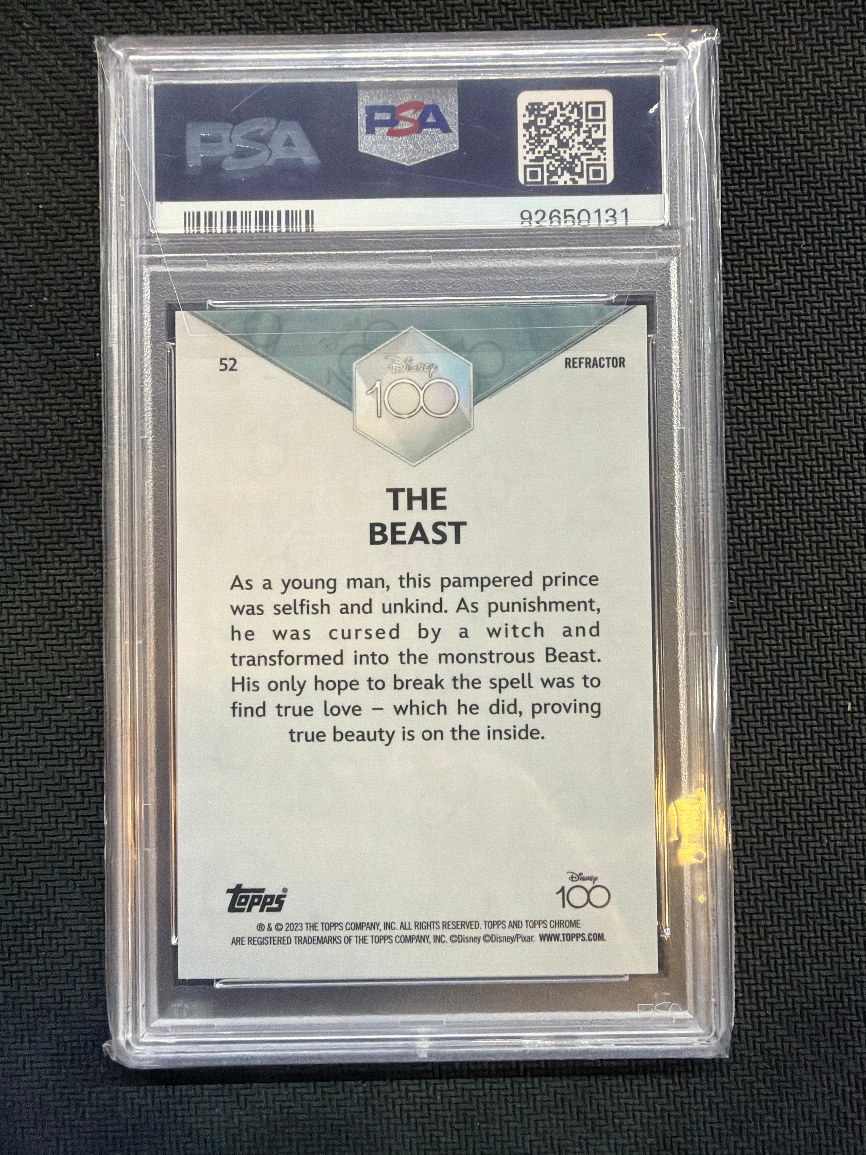 2023 Topps Chrome Disney 100 The Beast Refractor PSA 9 Rookie 131