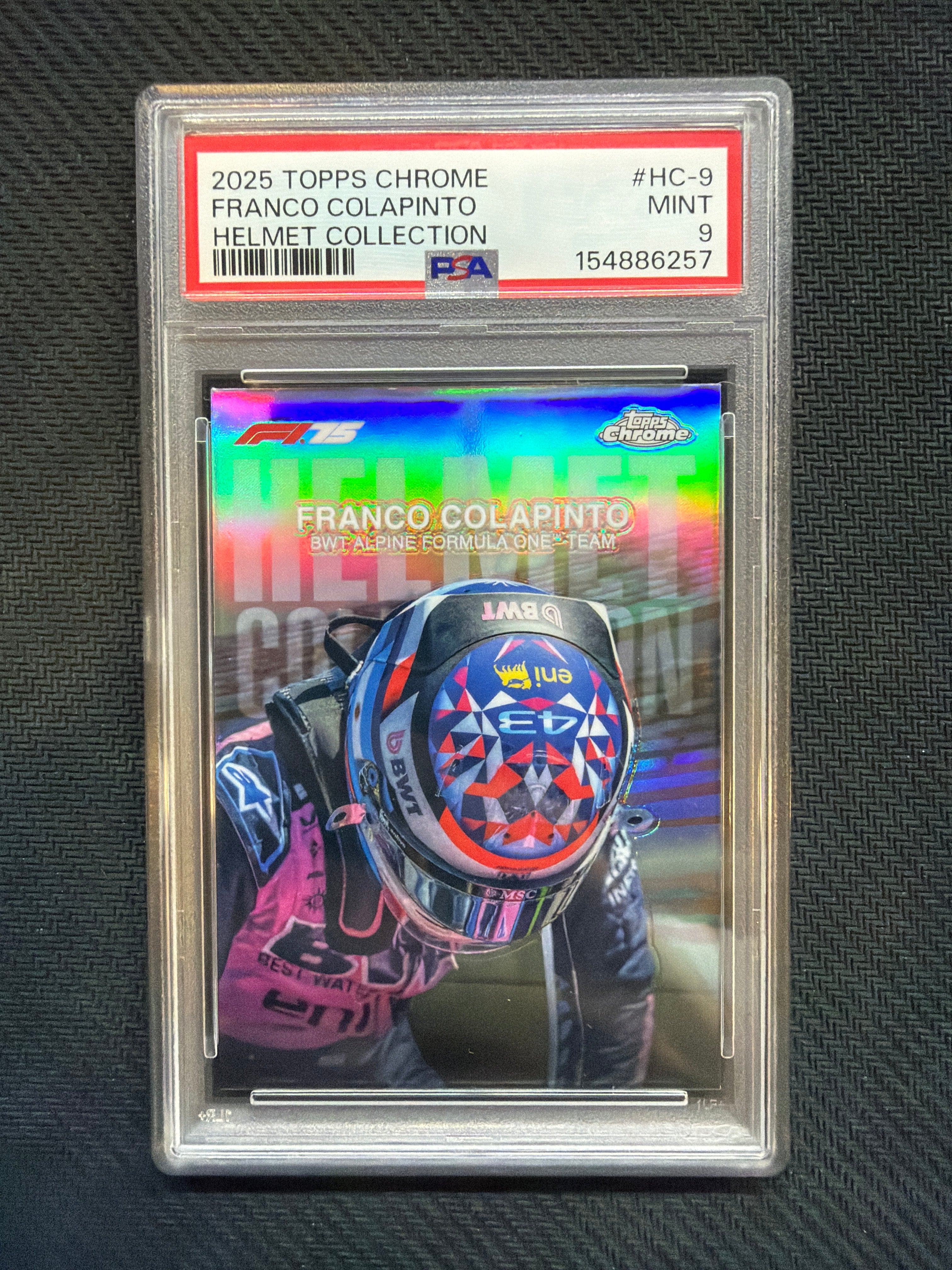 2025 Topps Chrome F1 Franco Colapinto Helmet Collection PSA 9