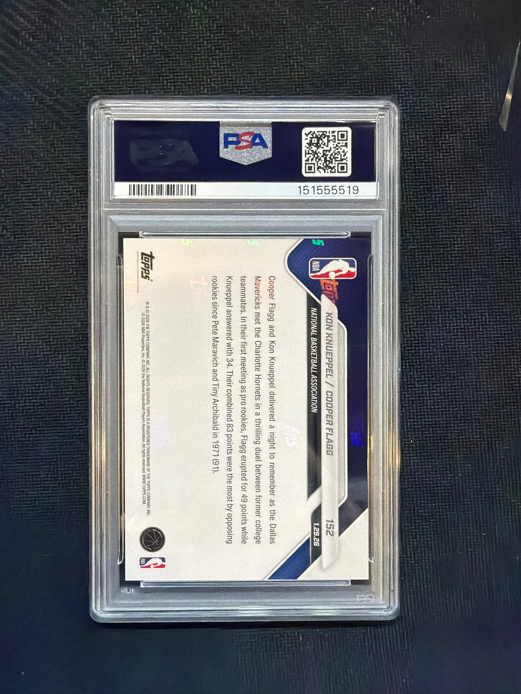 2025 Topps Now Cooper Flagg Kon Knueppel Rookie PSA 10 519