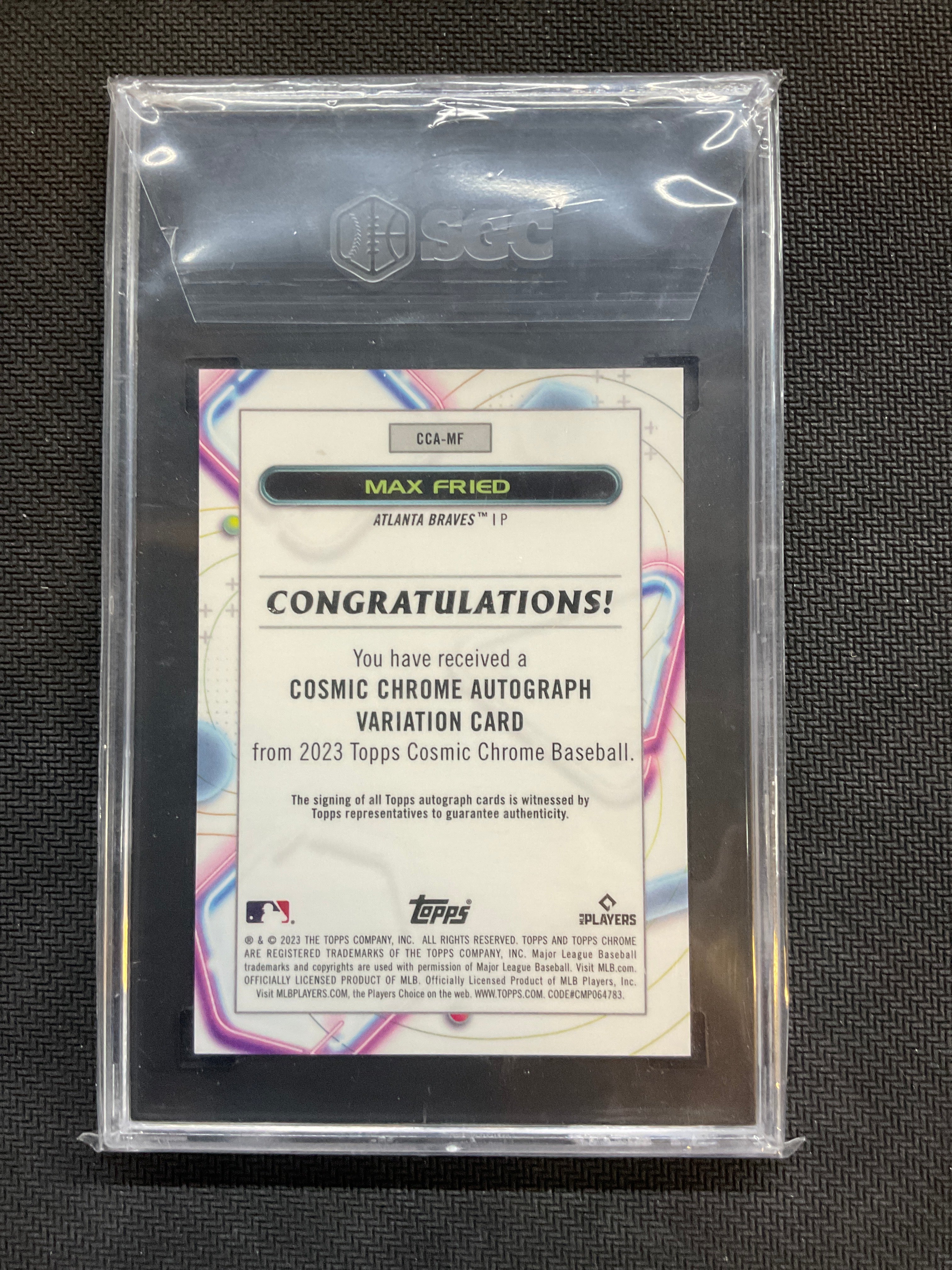2023 Topps Cosmic Chrome Max Fried Auto #CCA-MF SGC 10 Auto 10 Braves