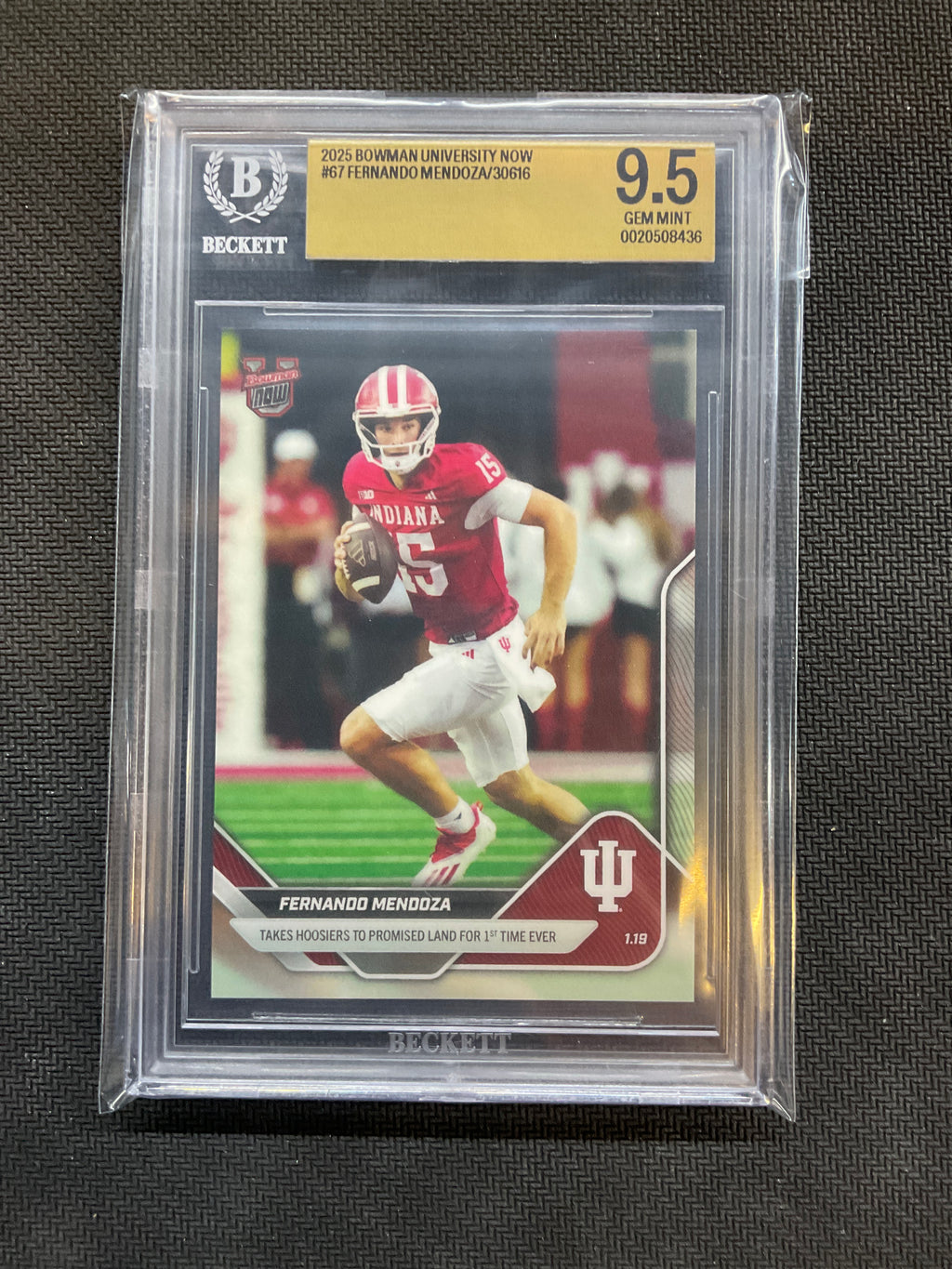 2025 Bowman U Now #67 Fernando Mendoza BGS 9.5 436 Indiana