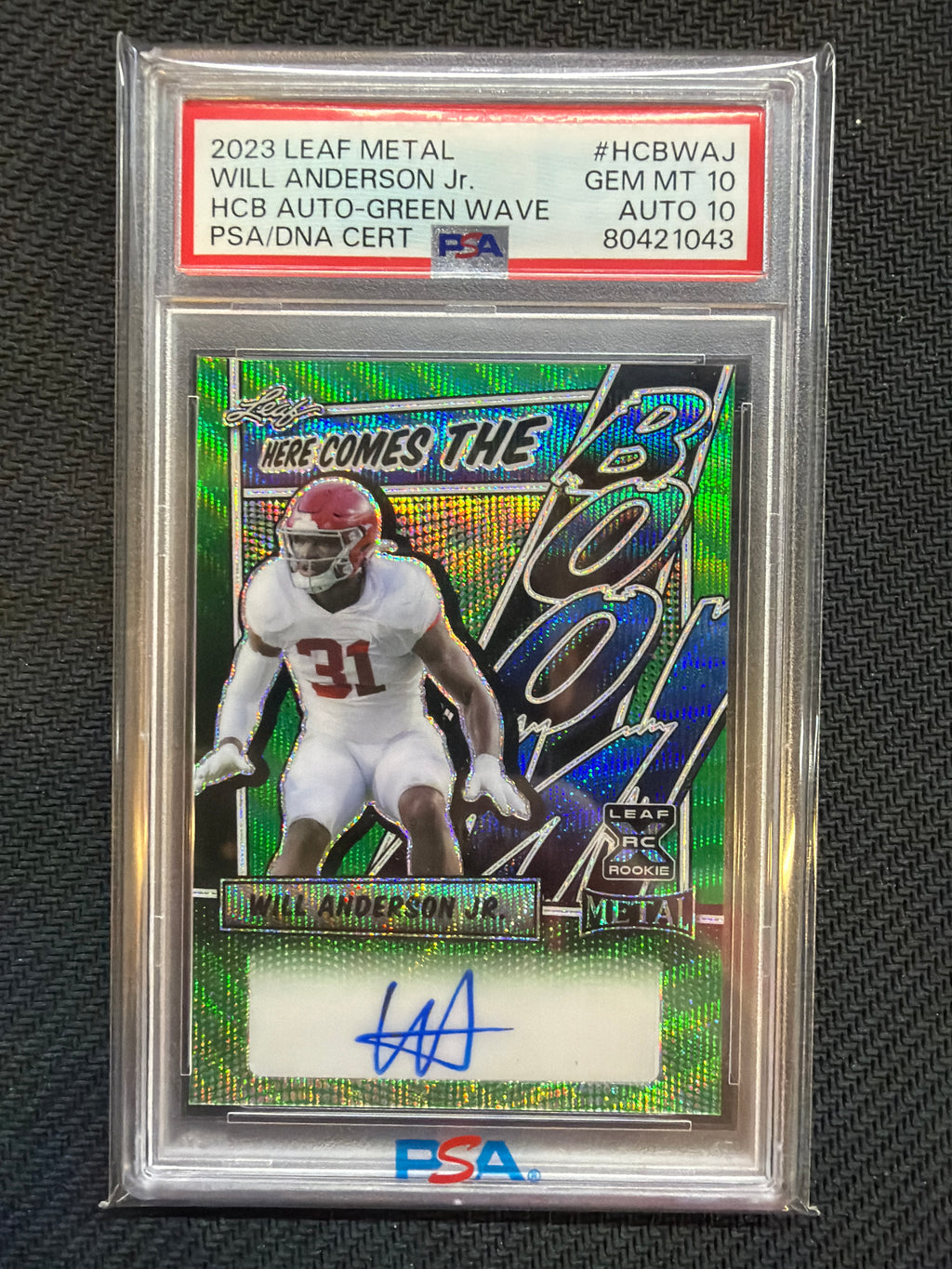 2023 Leaf Metal Will Anderson Jr. Green Wave Auto /4 PSA 10 Auto 10 043