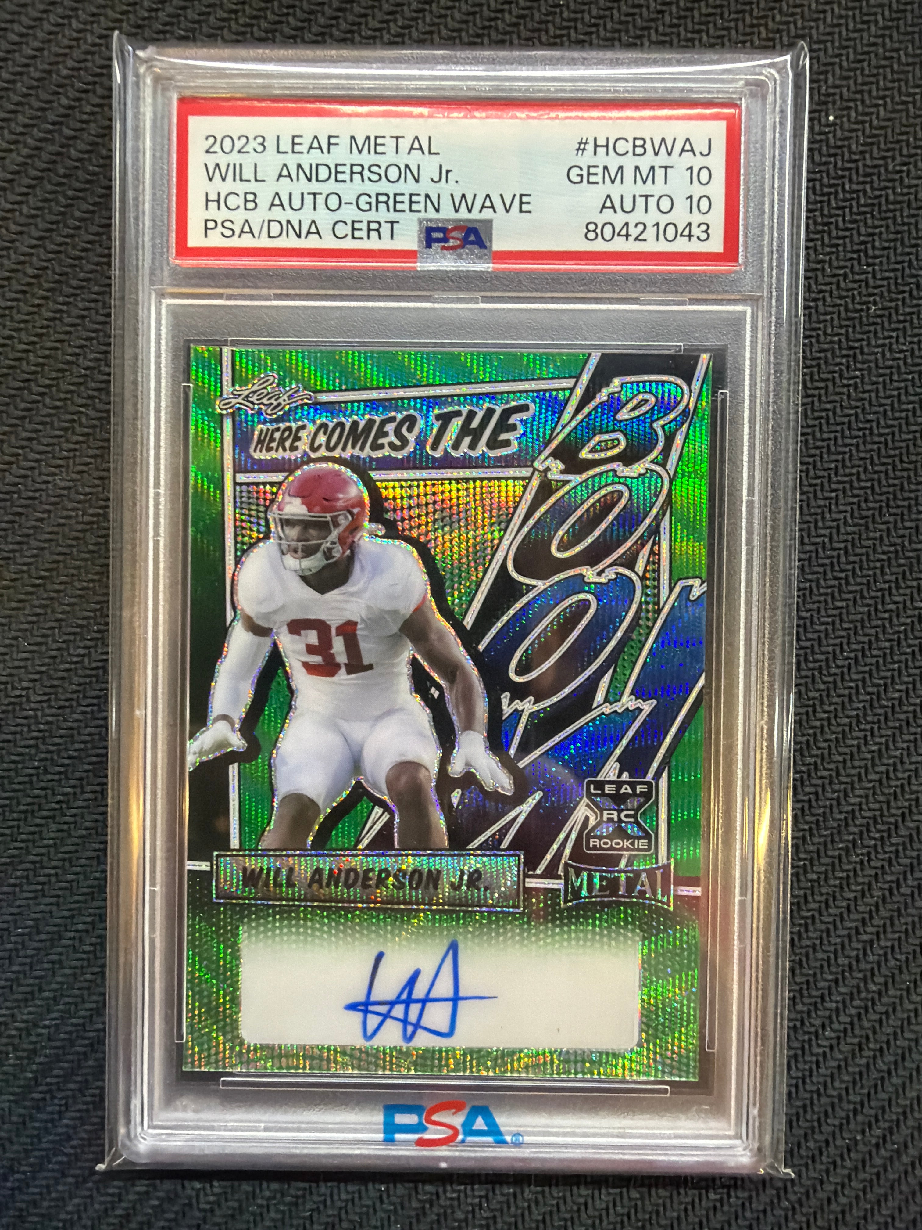 2023 Leaf Metal Will Anderson Jr. Green Wave Auto /4 PSA 10 Auto 10 043